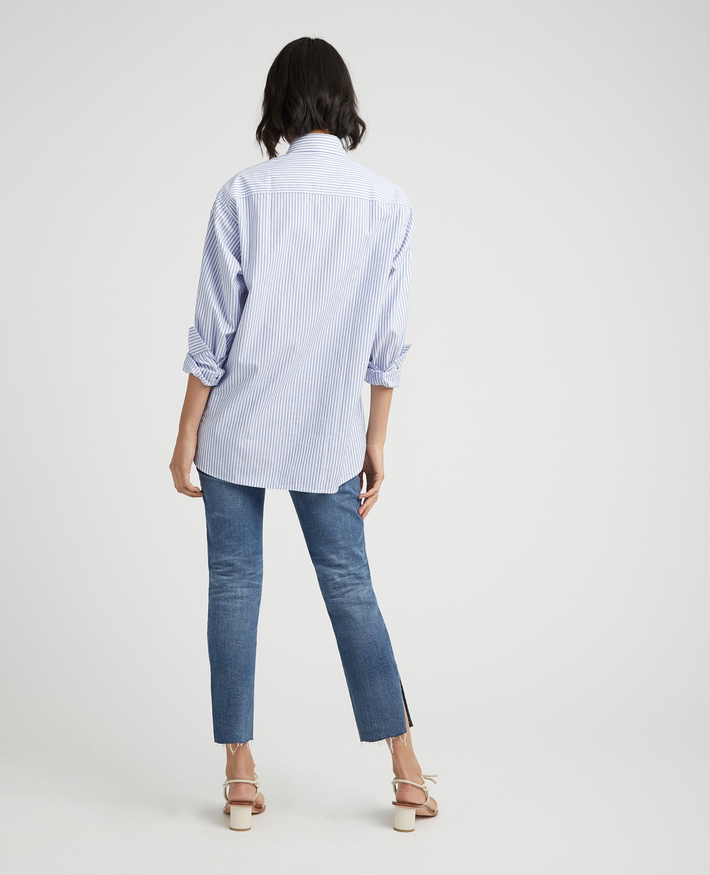 Shiro Shirt True White/Sky Blue Oversized Pocket Shirt Women Tops Photo 7