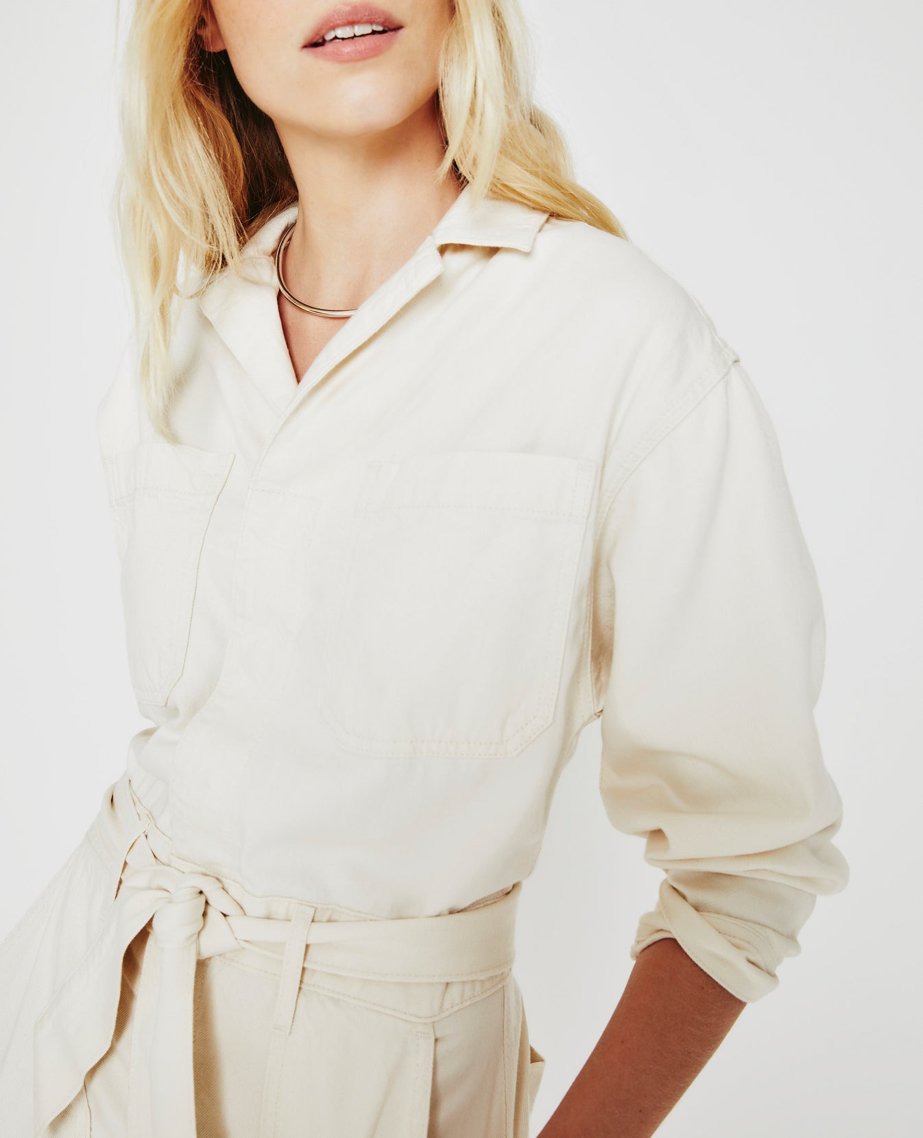 Ryleigh Romper Ecru Dunes Tie Waist Romper Women Onepiece Photo 5