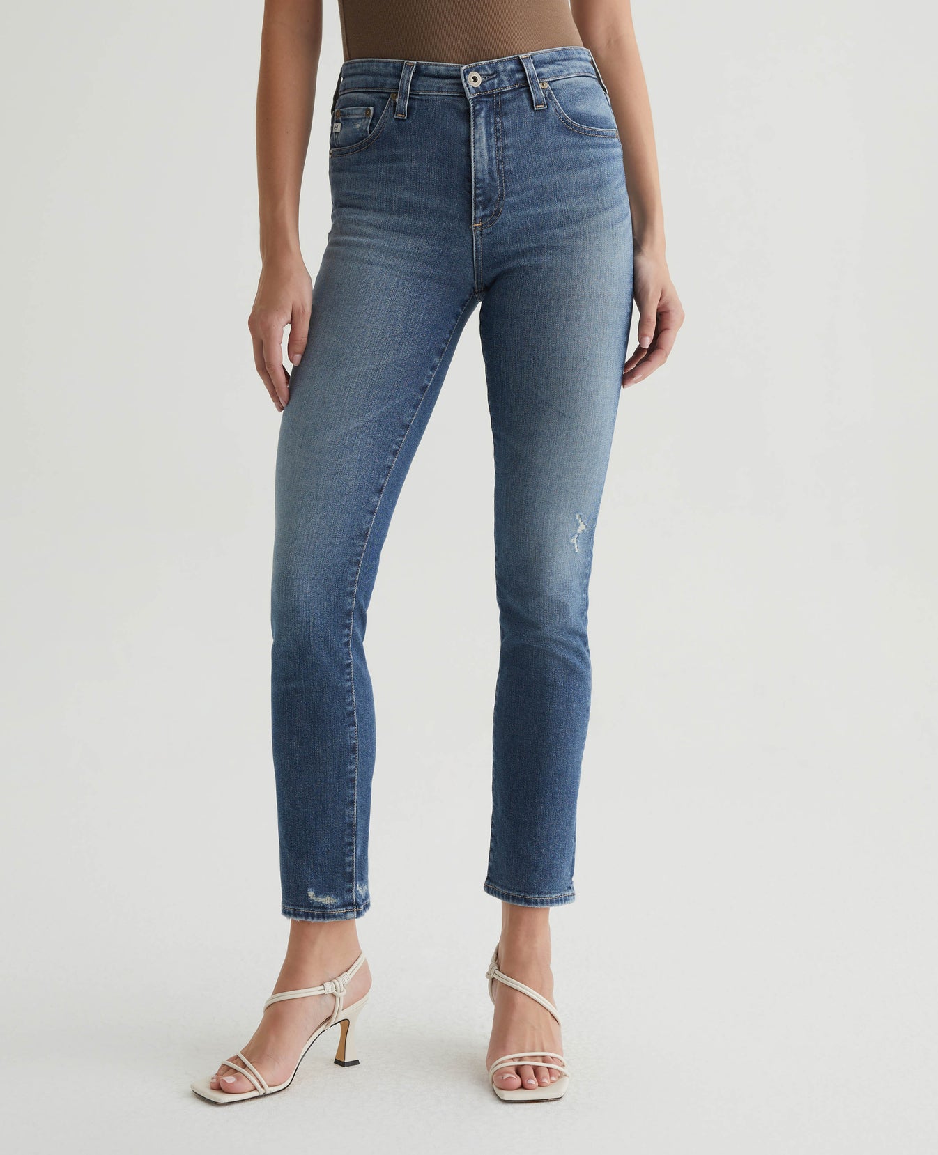 AG Adriano Goldschmied Women's Mari Straight Leg Jeans - High Rise, Medium Indigo Wash, 10 Oz Empower Denim