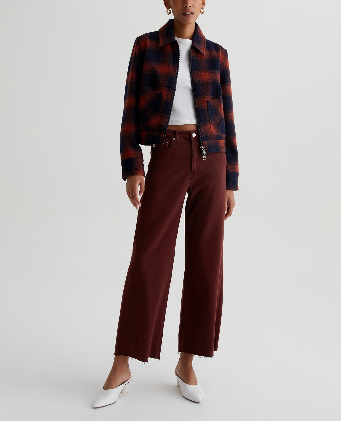 Saige Wide Leg Crop Dark Plum Womens Bottom Photo 1