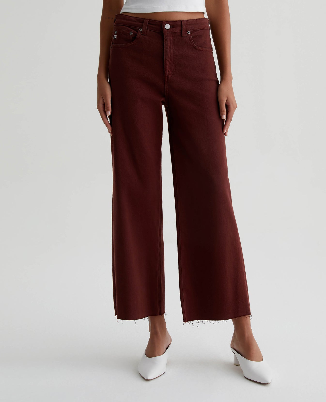 Saige Wide Leg Crop Dark Plum Womens Bottom Photo 2
