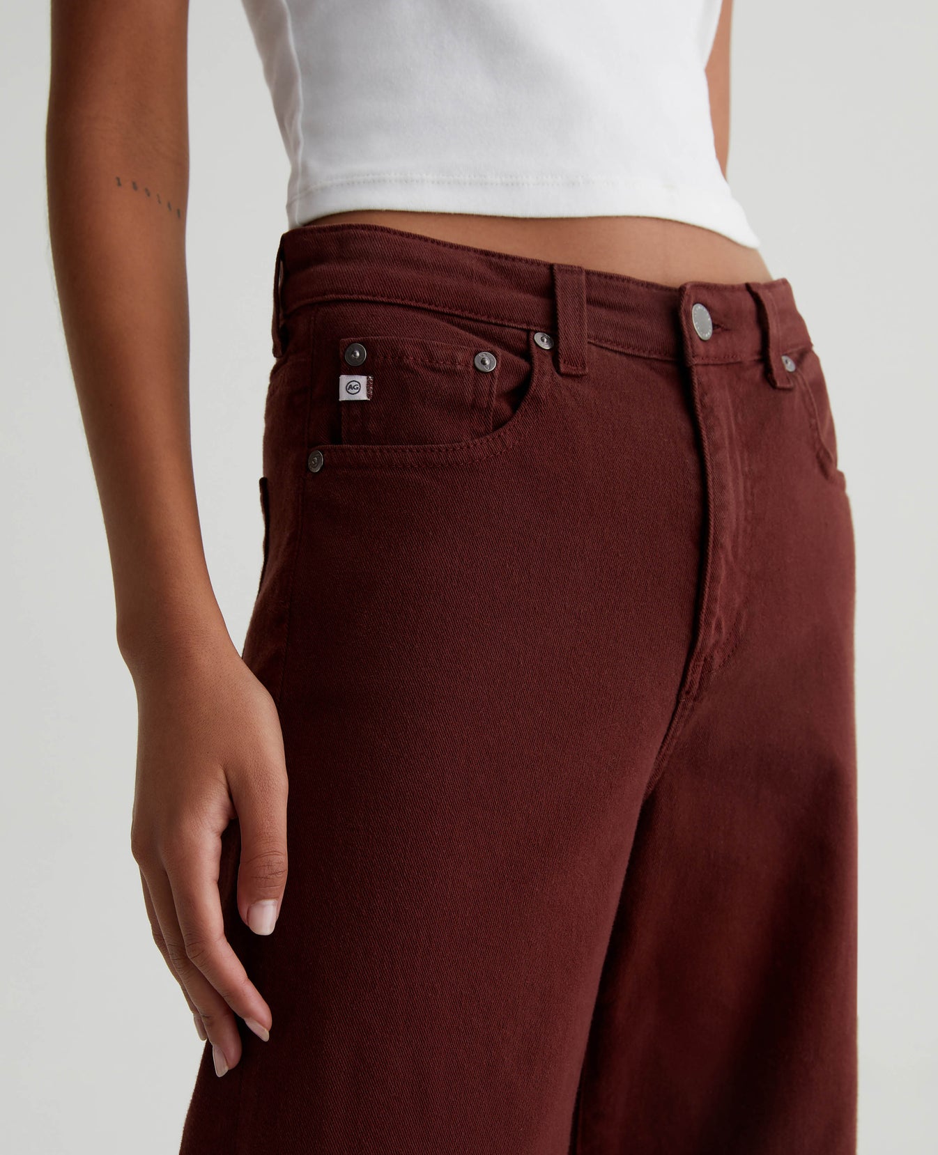 Saige Wide Leg Crop Dark Plum Womens Bottom Photo 3