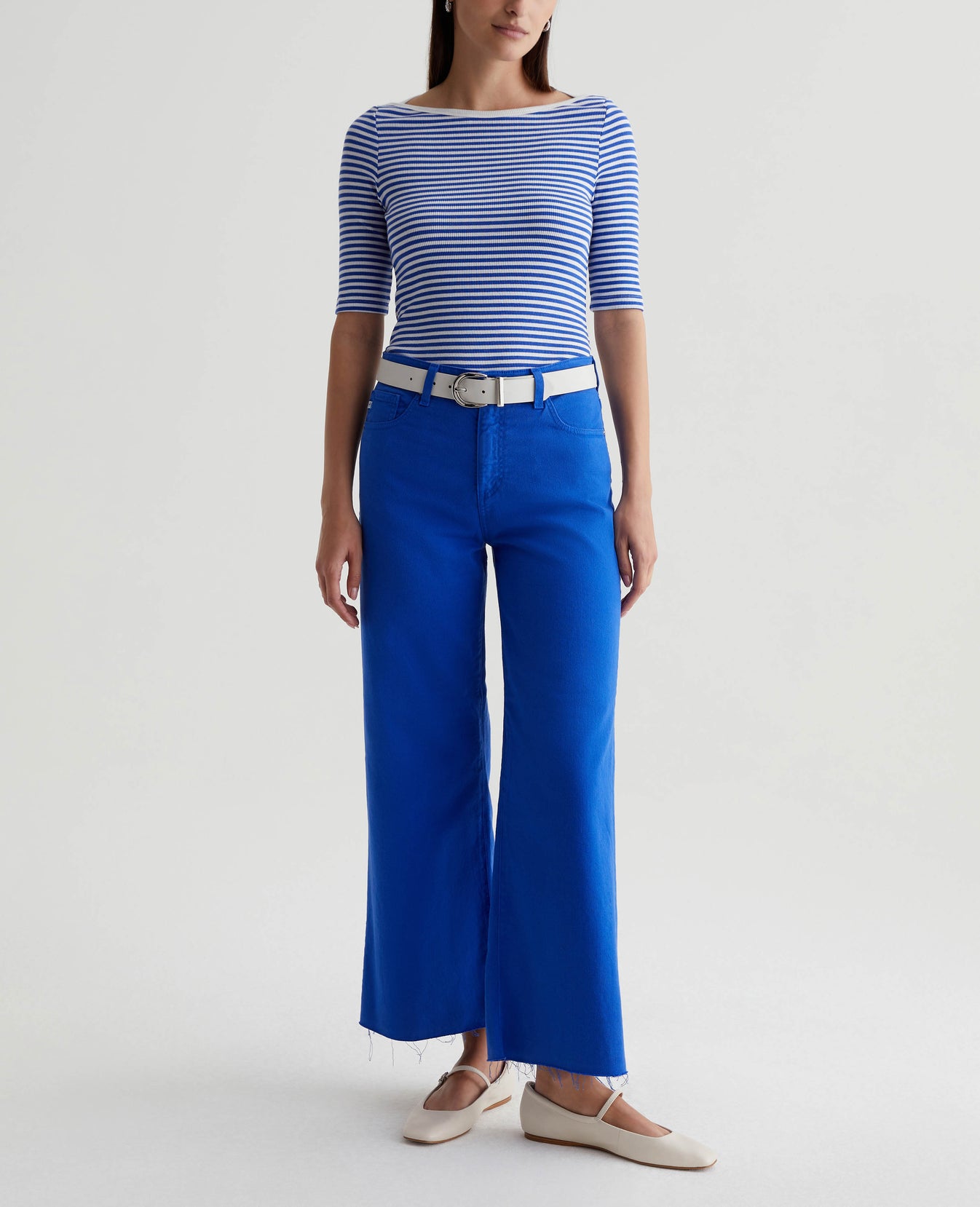 Saige Wide Leg Crop Electric Blue Womens Bottom Photo 1