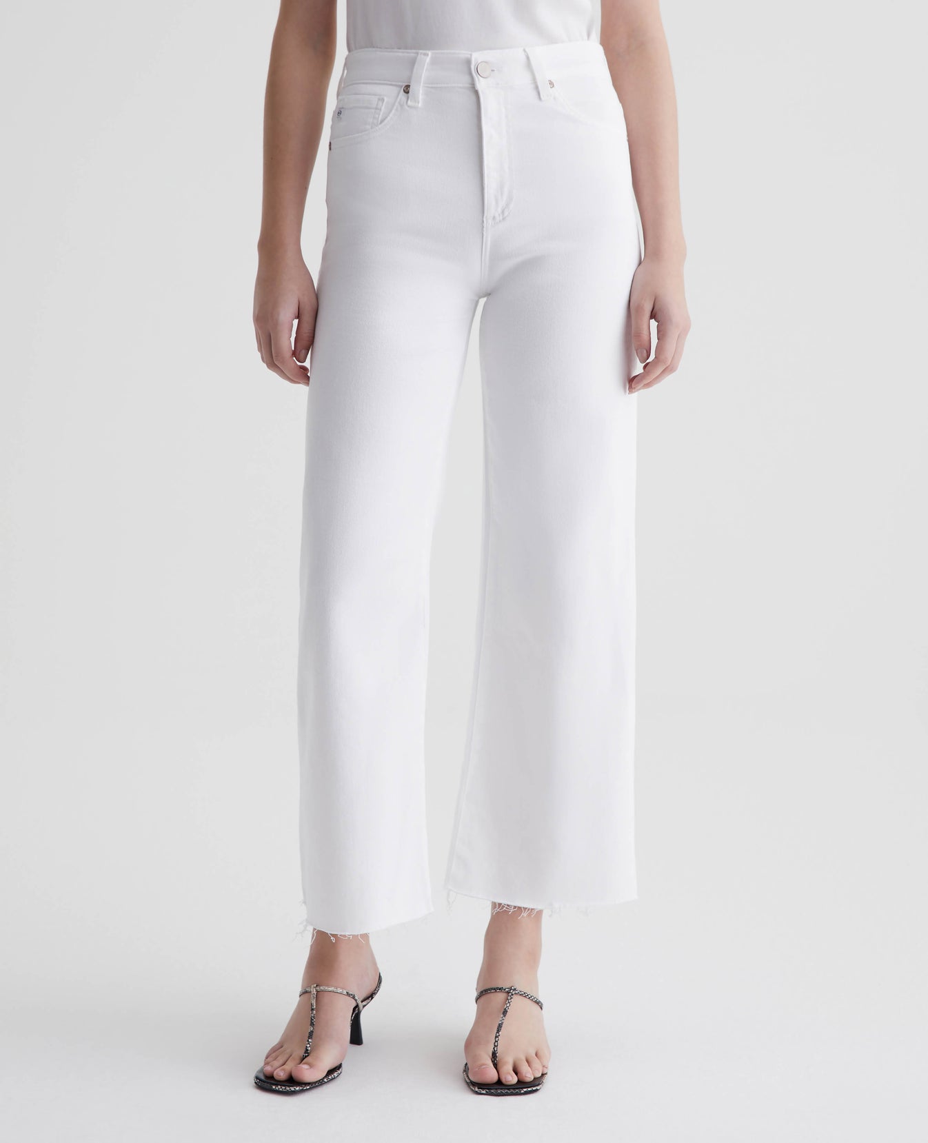 Saige Wide Leg Crop Modern White Womens Bottom Photo 2