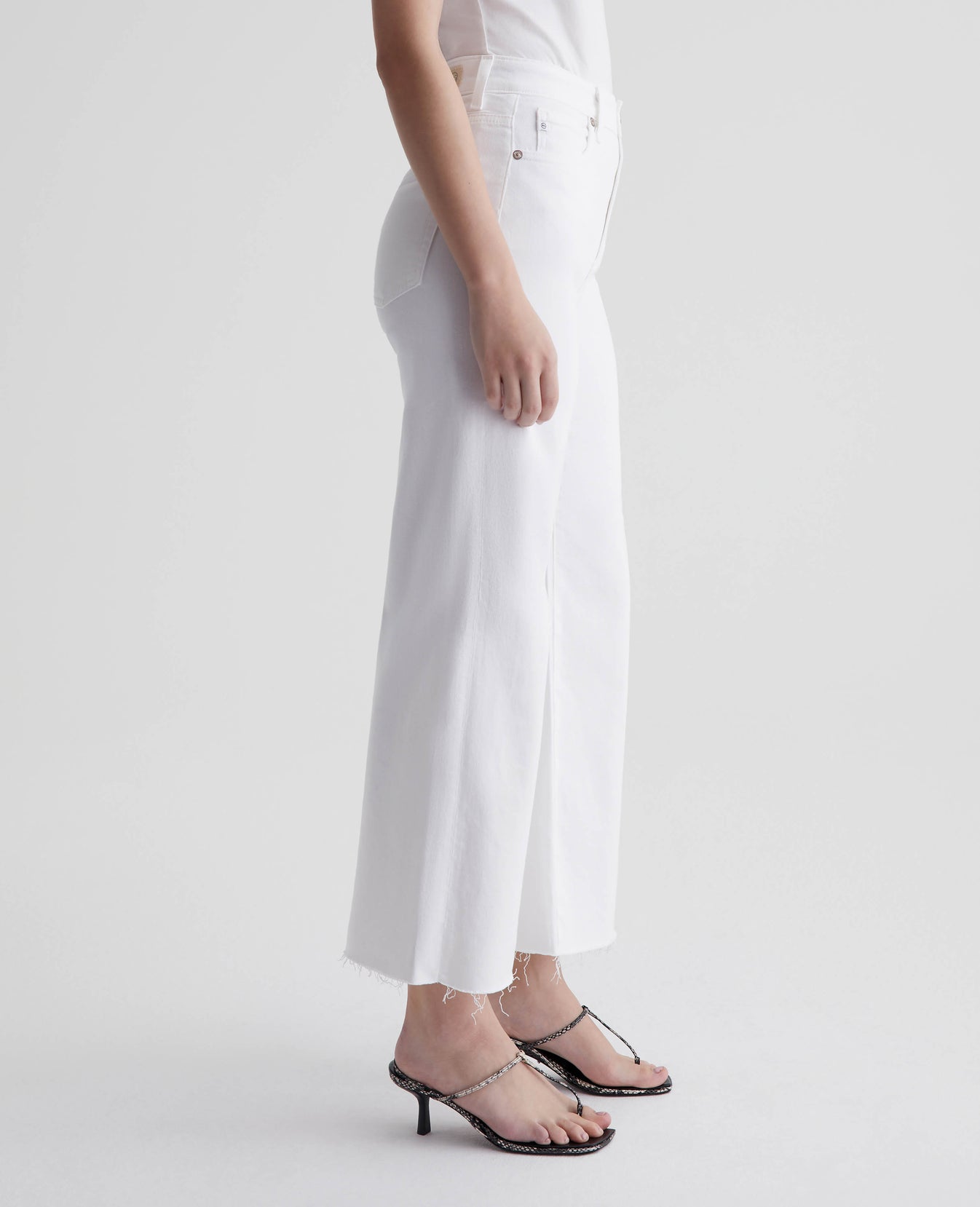 Saige Wide Leg Crop Modern White Womens Bottom Photo 4