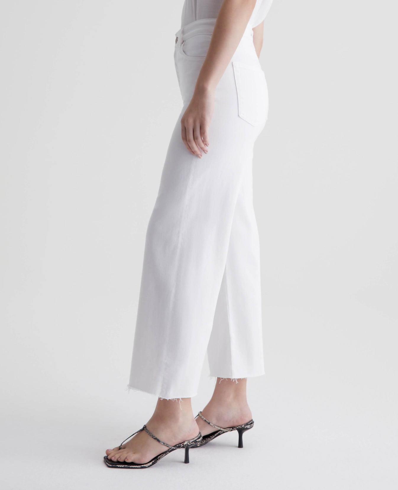 Saige Wide Leg Crop Modern White Womens Bottom Photo 6