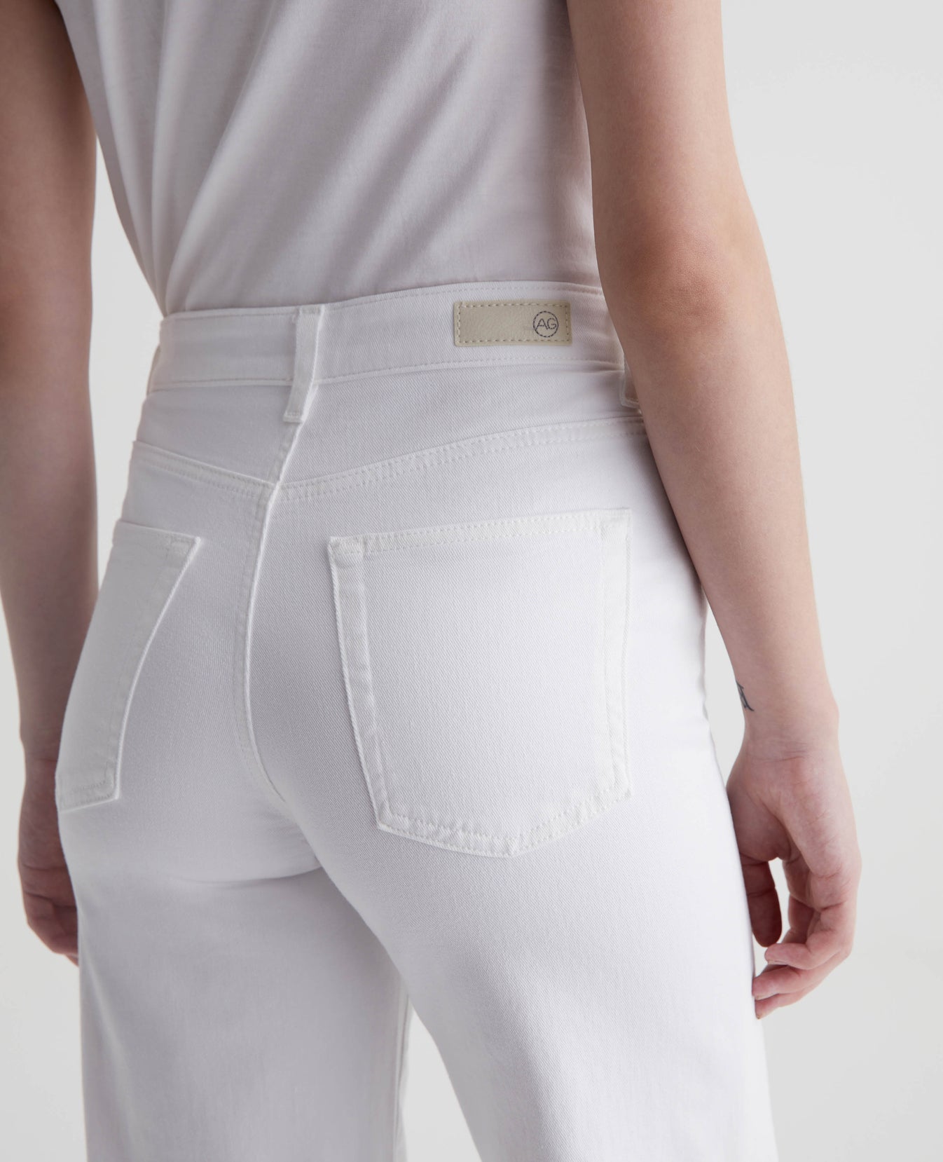 Saige Wide Leg Crop Modern White Womens Bottom Photo 7