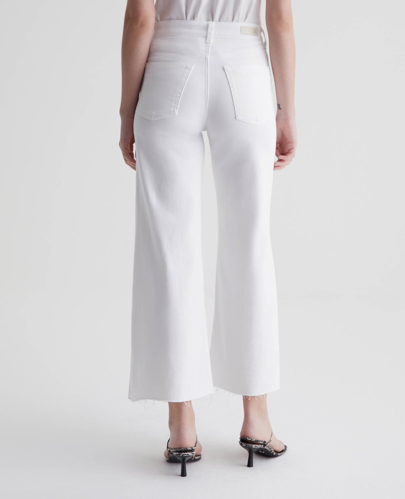 Saige Wide Leg Crop Modern White Womens Bottom Photo 8