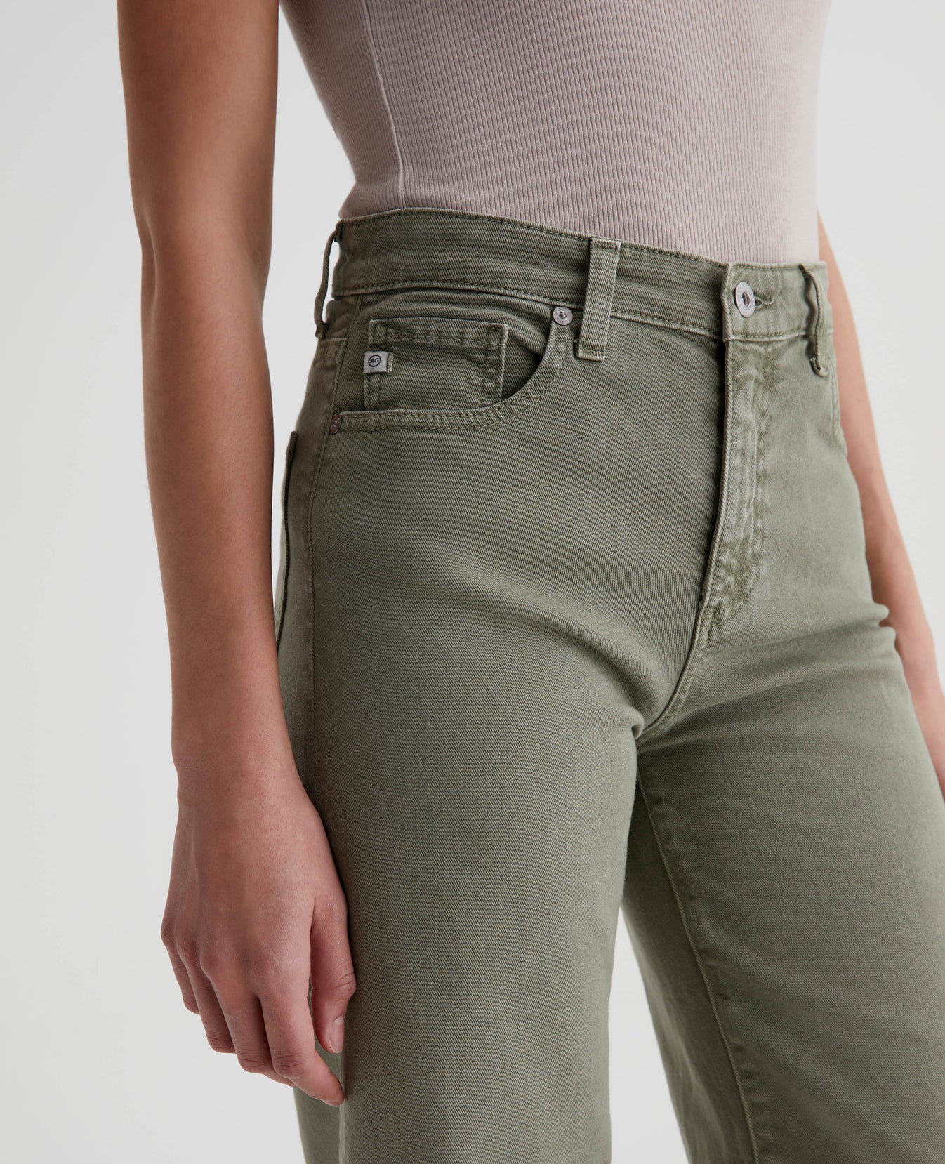 Saige Wide Leg Crop Sulfur Dried Parsley Womens Bottom Photo 3