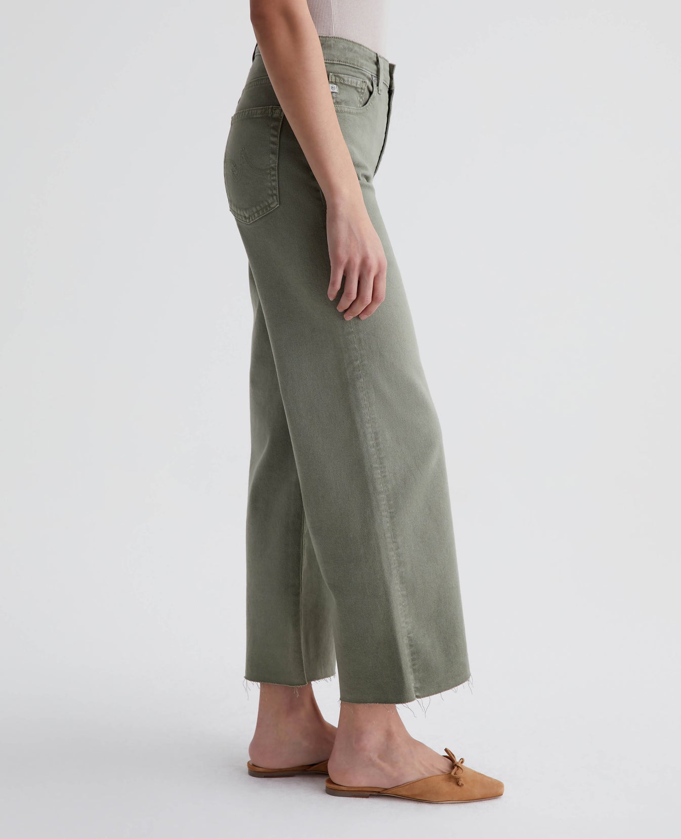 Saige Wide Leg Crop Sulfur Dried Parsley Womens Bottom Photo 4