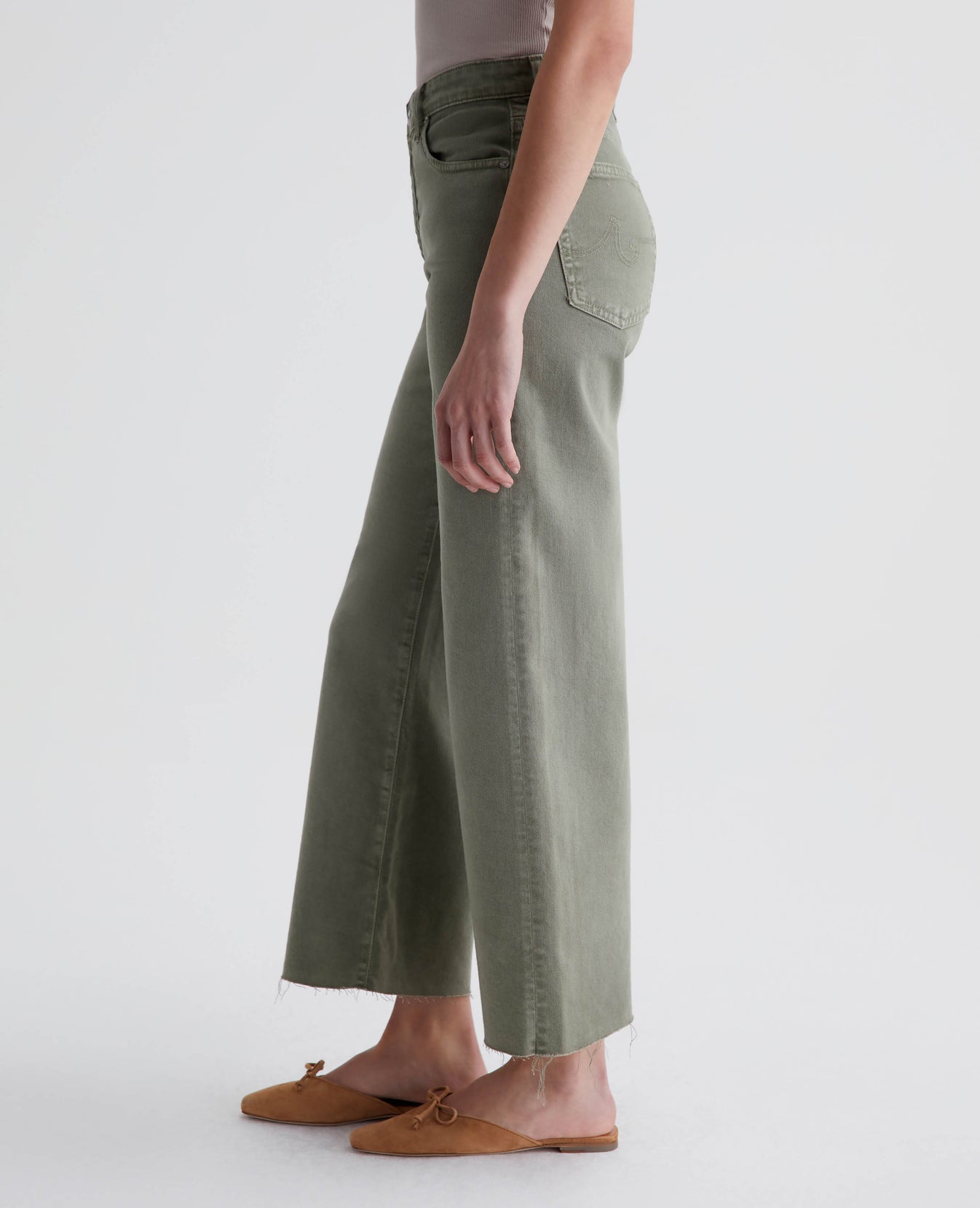 Saige Wide Leg Crop Sulfur Dried Parsley Womens Bottom Photo 6