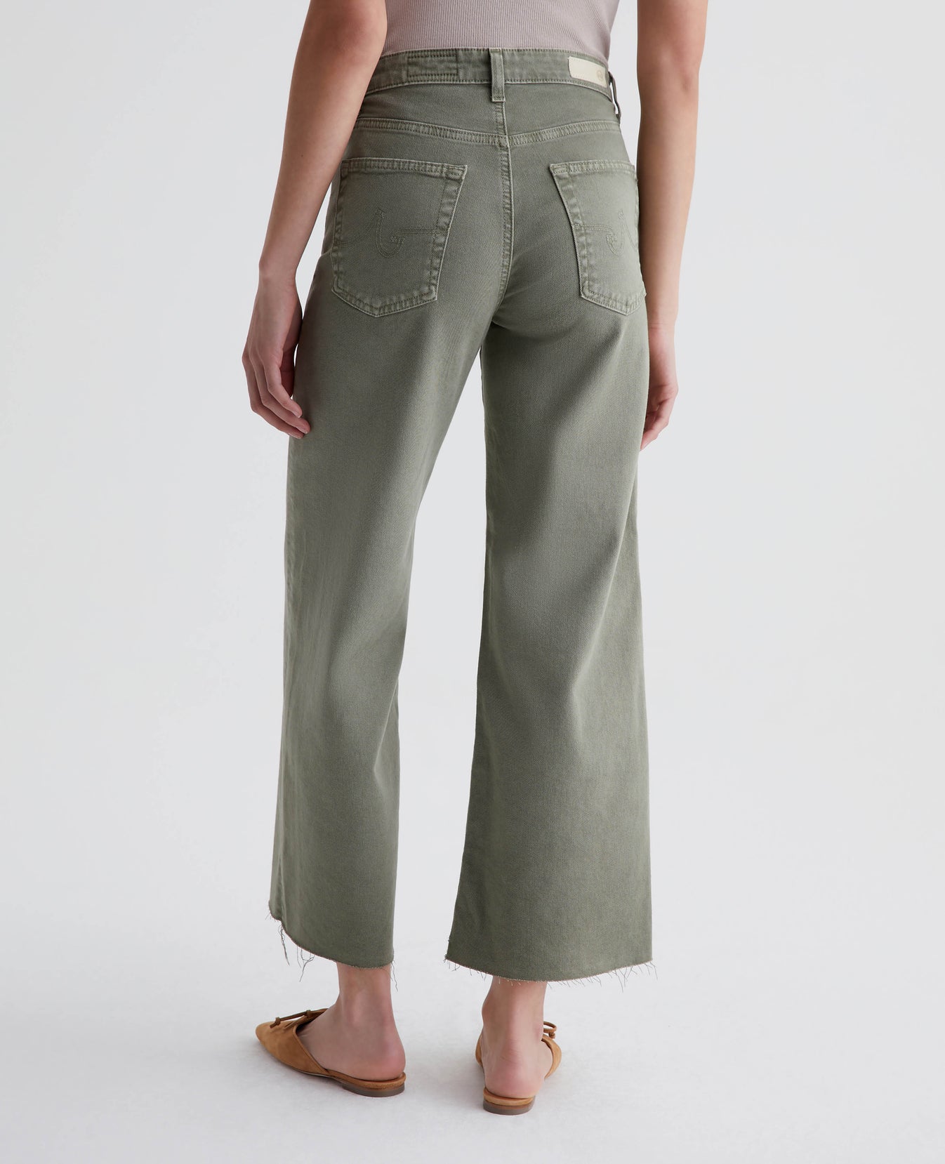 Saige Wide Leg Crop Sulfur Dried Parsley Womens Bottom Photo 8