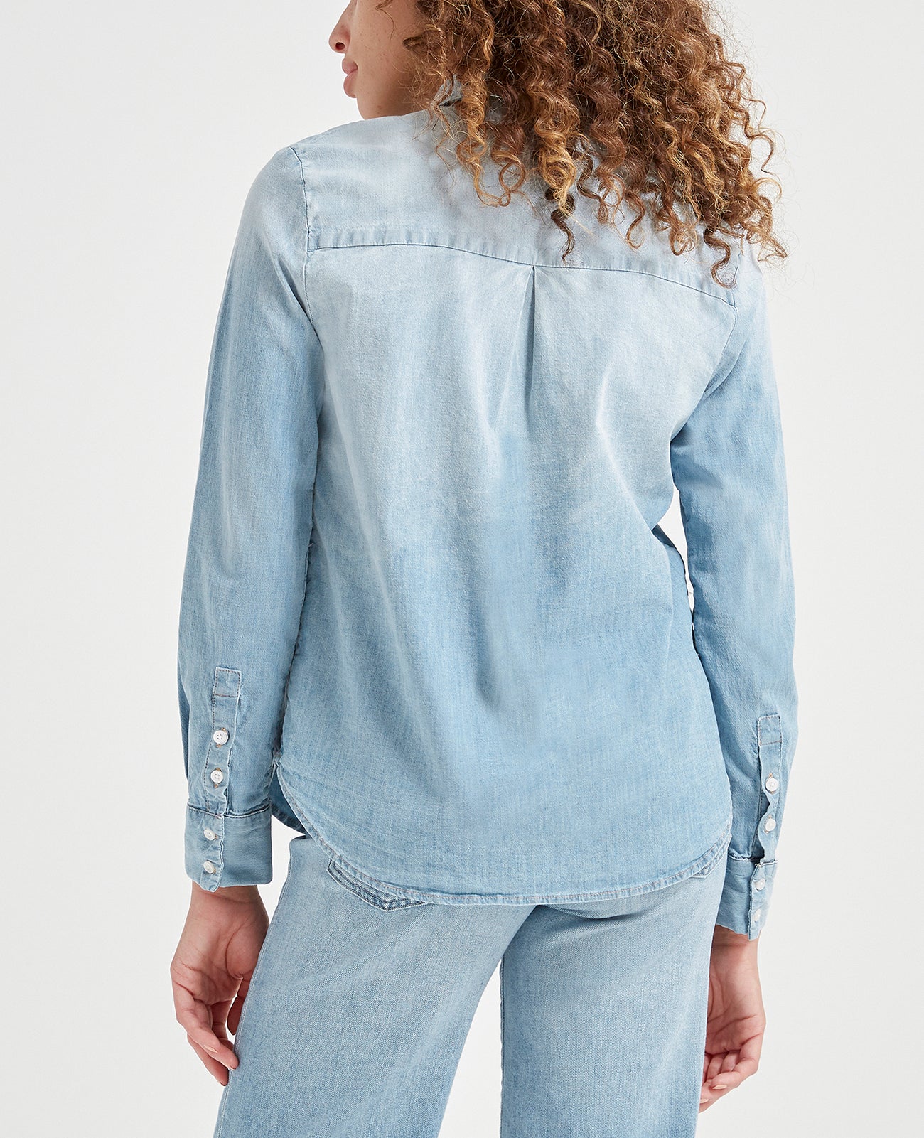 Cade Shirt Azure Light Classic Button Up Shirt Women Tops Photo 3