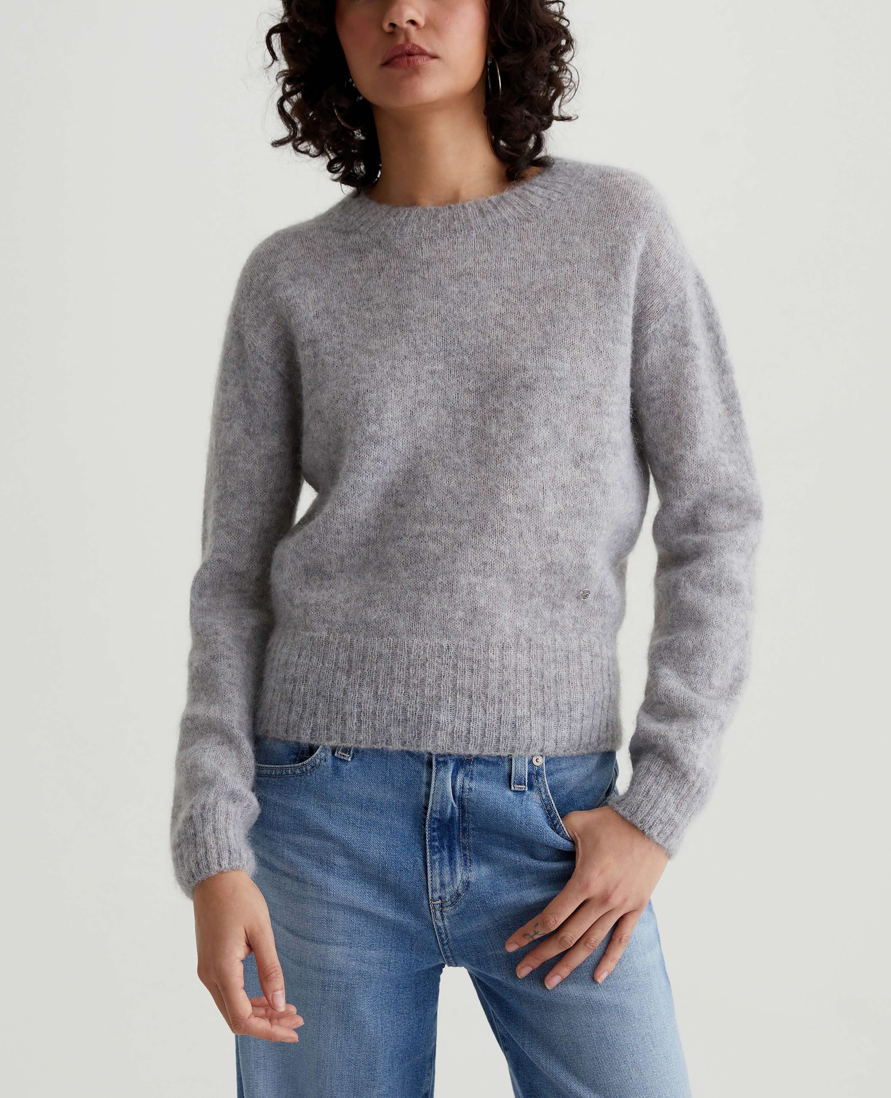 Morgan Crew Heather Grey Womens Top Photo 1