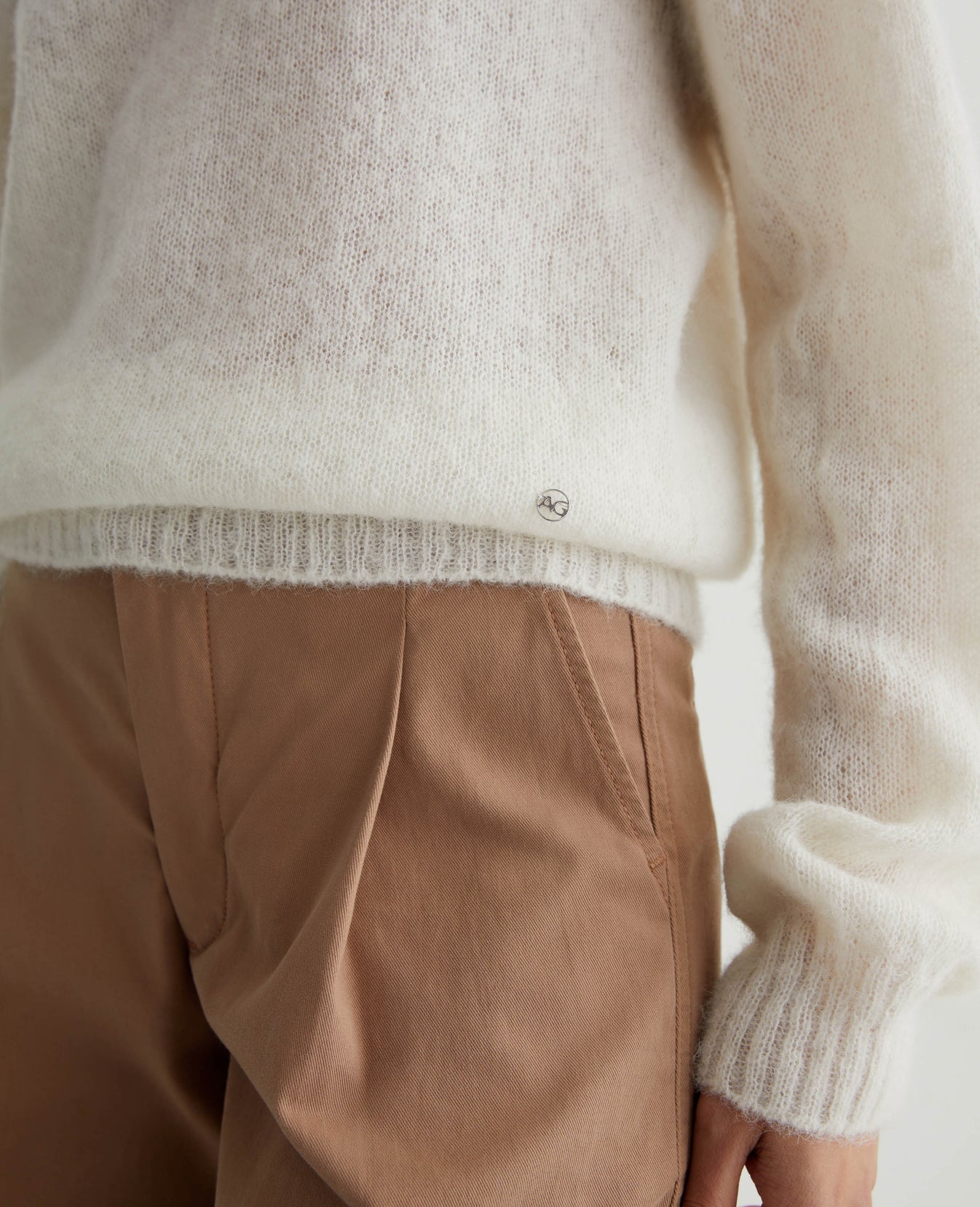 Morgan Crew Pearl White Womens Top Photo 5