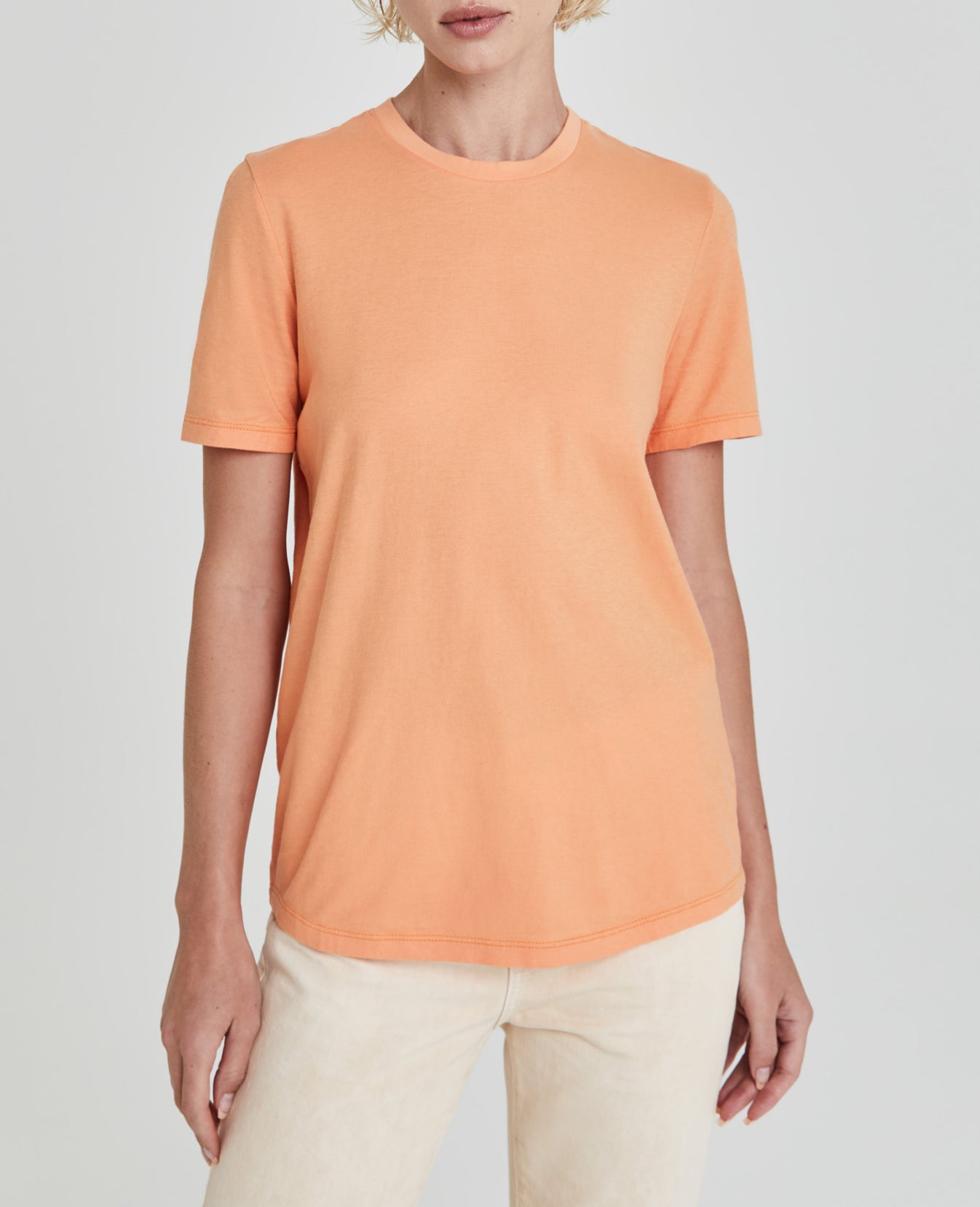 Gray Boy Tee Peel Orange Slim Crew Neck Women Tops Photo 1