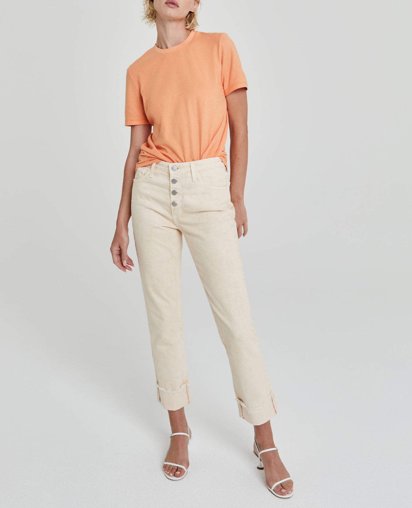 Gray Boy Tee Peel Orange Slim Crew Neck Women Tops Photo 2