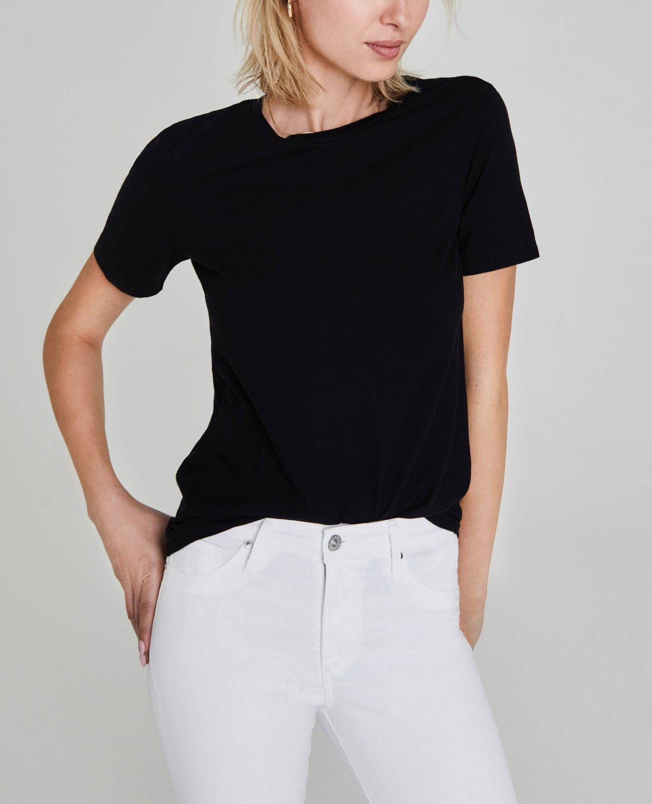 Gray Boy Tee True Black Slim Crew Neck Women Tops Photo 1