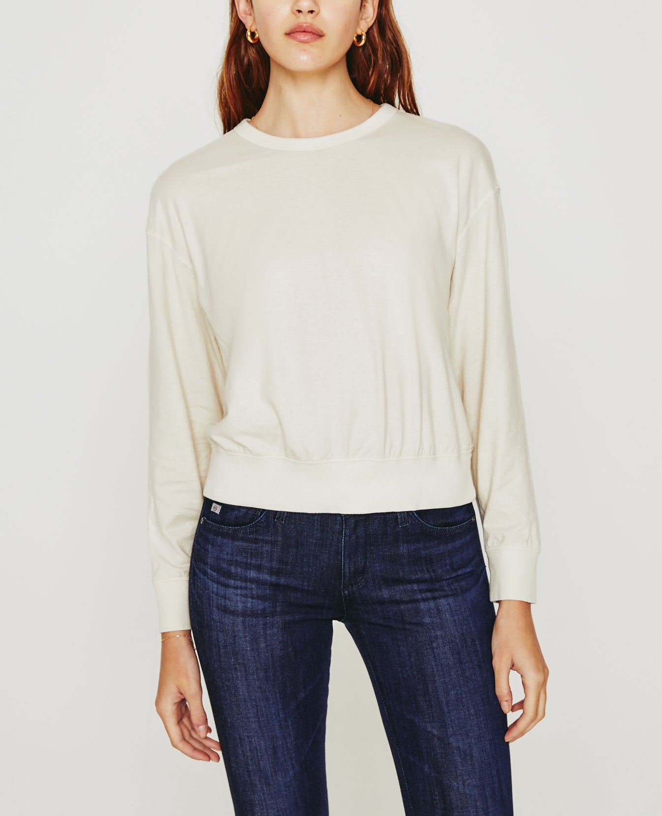 Karter Pullover Ivory Dust Oversized Crew Neck Women Tops Photo 1