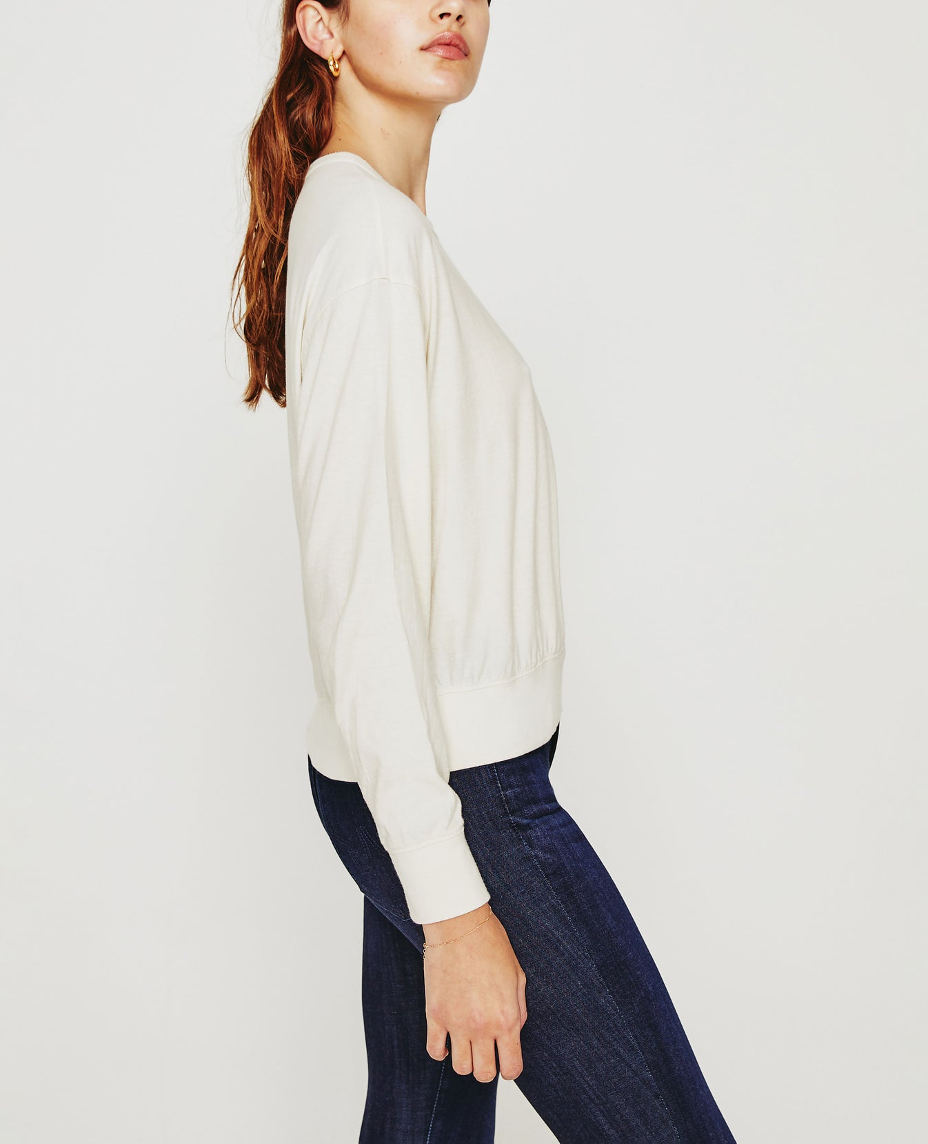 Karter Pullover Ivory Dust Oversized Crew Neck Women Tops Photo 5