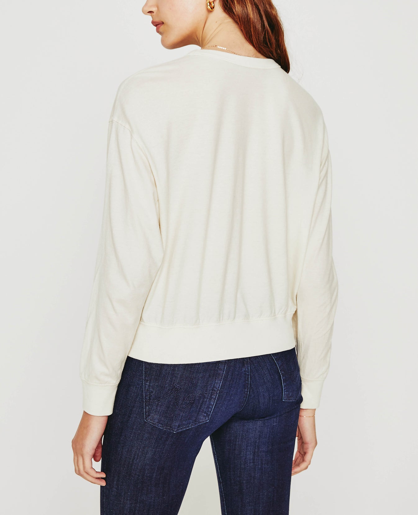 Karter Pullover Ivory Dust Oversized Crew Neck Women Tops Photo 6