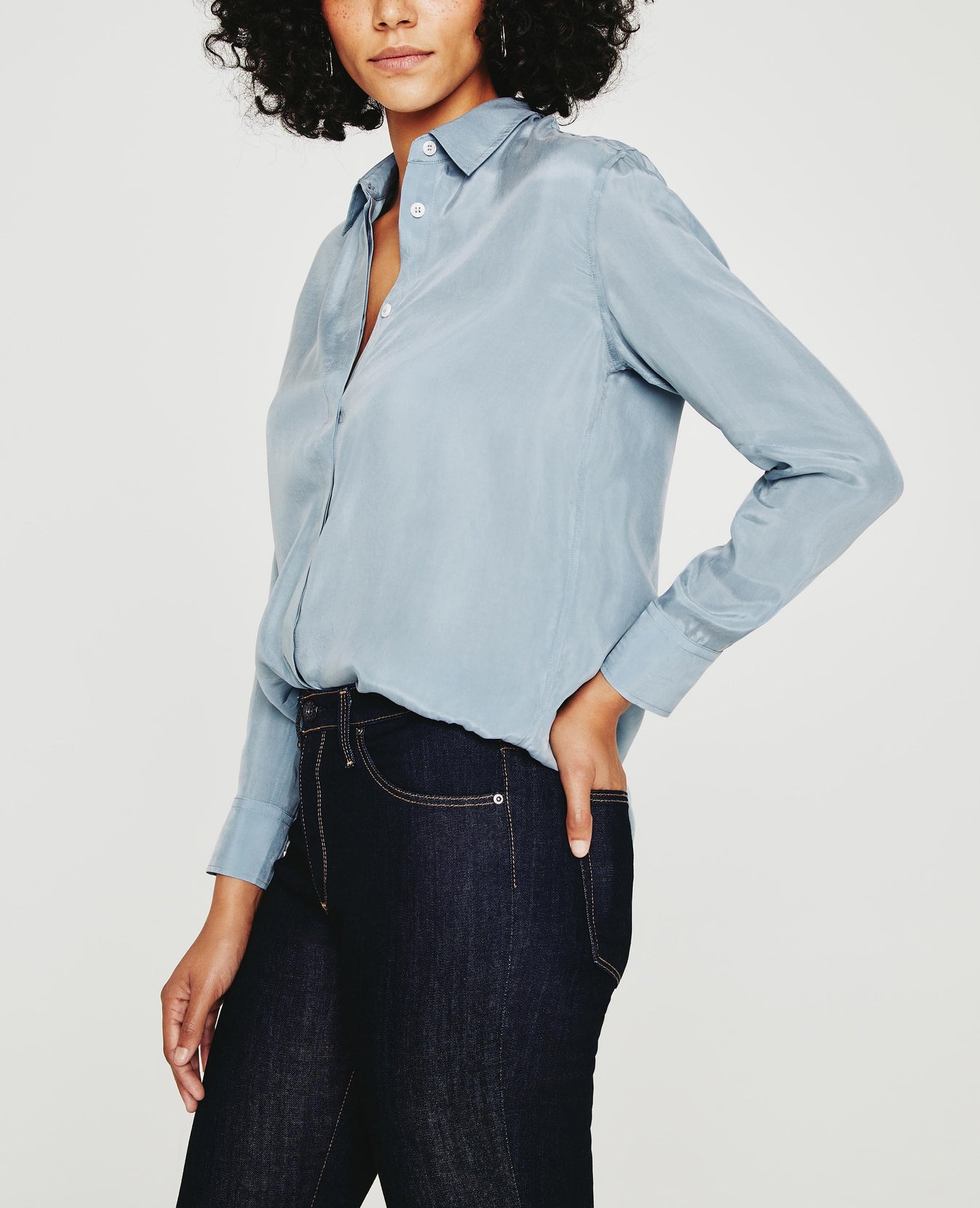 Shiela Skyscraper Classic Button Up Shirt Women Tops Photo 5