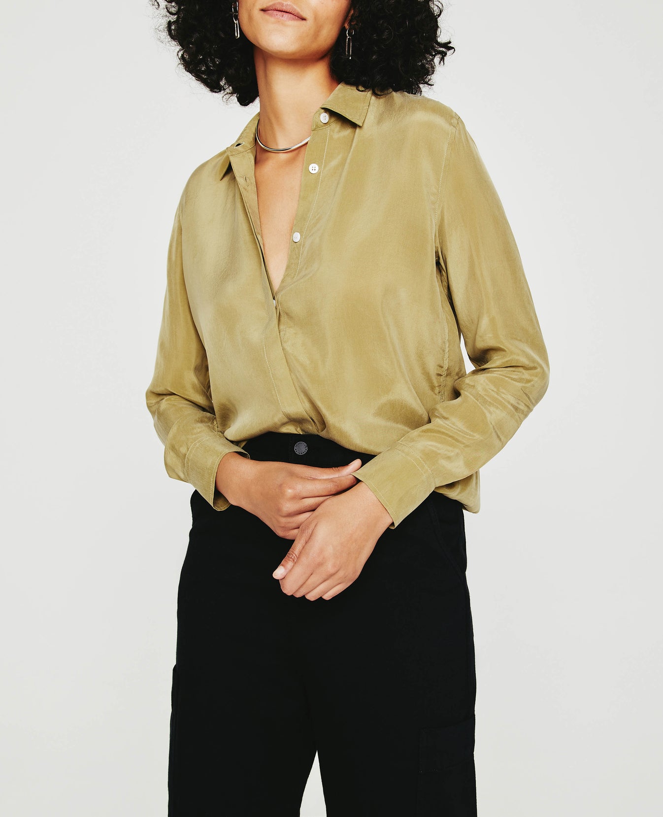 Shiela Urban Moss Classic Button Up Shirt Women Tops Photo 1