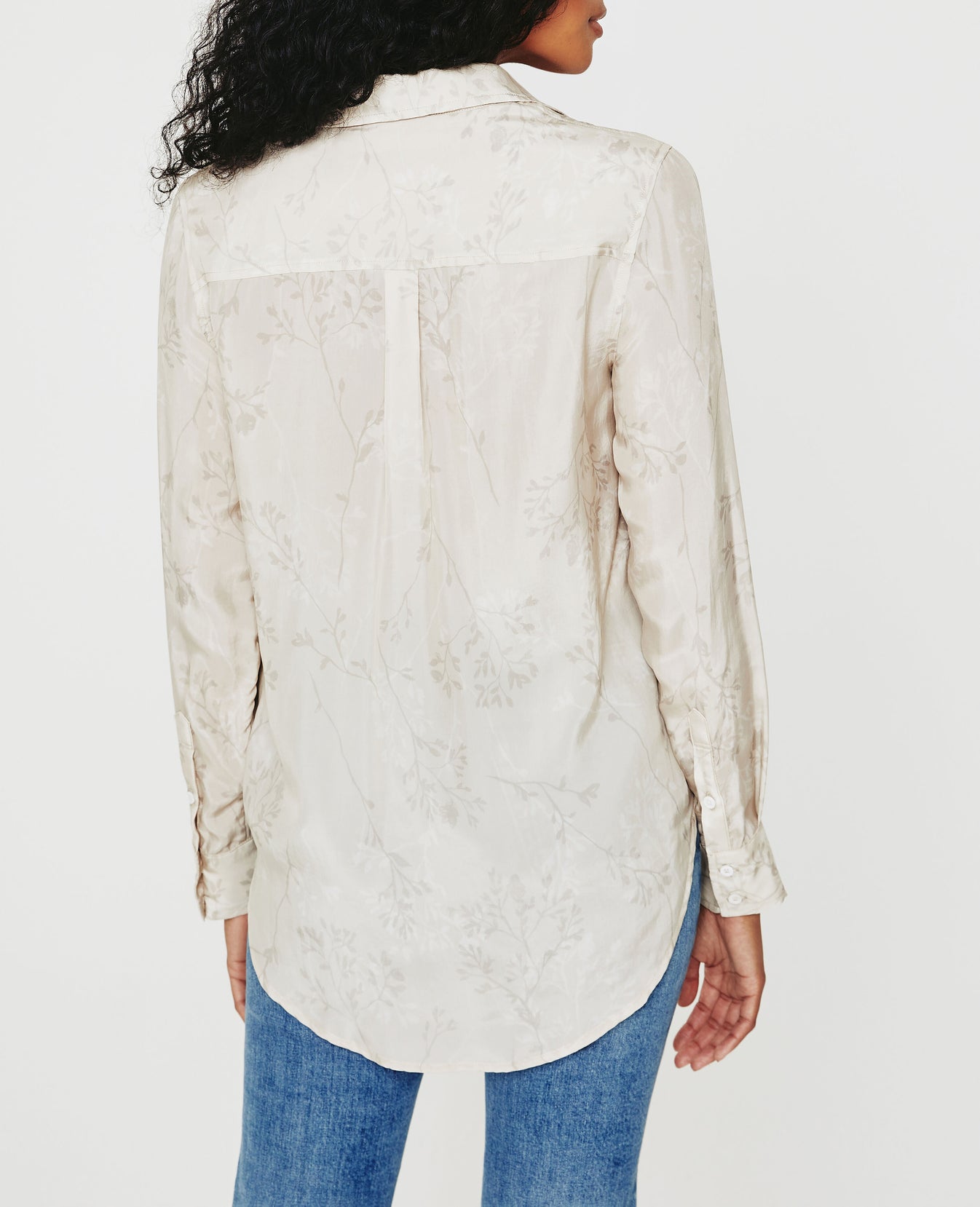 Shiela SHADOW FLOWER NEUTRAL MUTI Classic Button Up Shirt Women Tops Photo 6