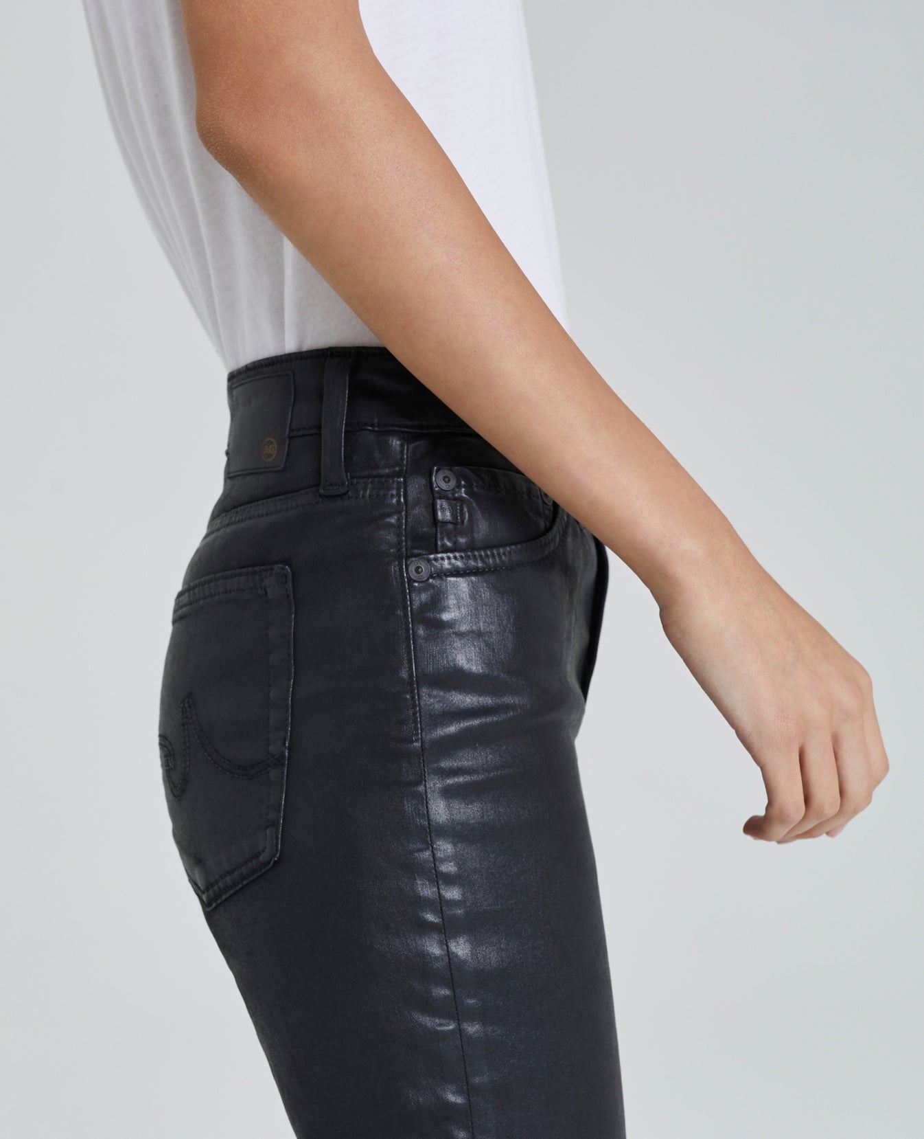Quinne Crop Leatherette Super Black Leatherette High-Rise Flare Crop Women Bottoms Photo 4