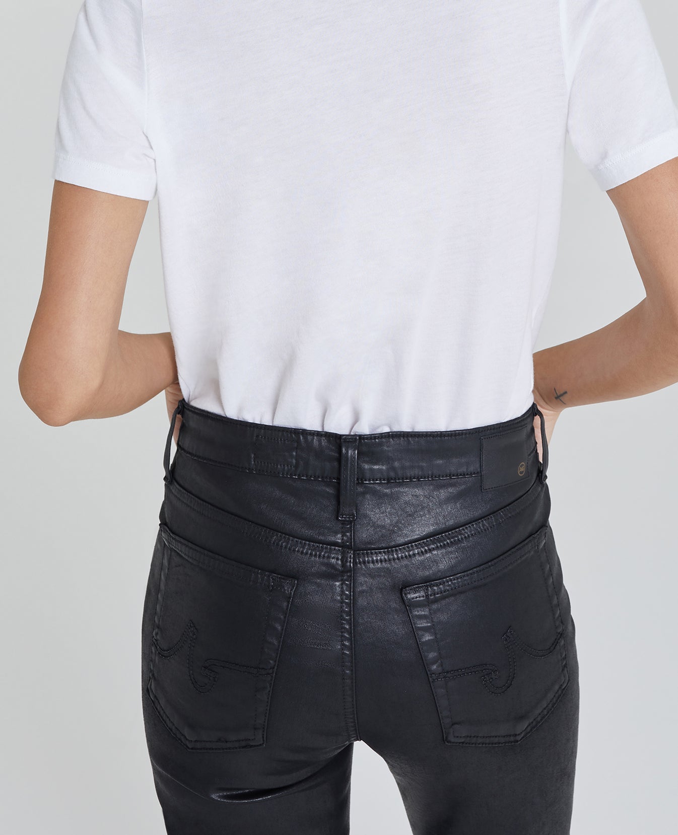 Quinne Crop Leatherette Super Black Leatherette High-Rise Flare Crop Women Bottoms Photo 5