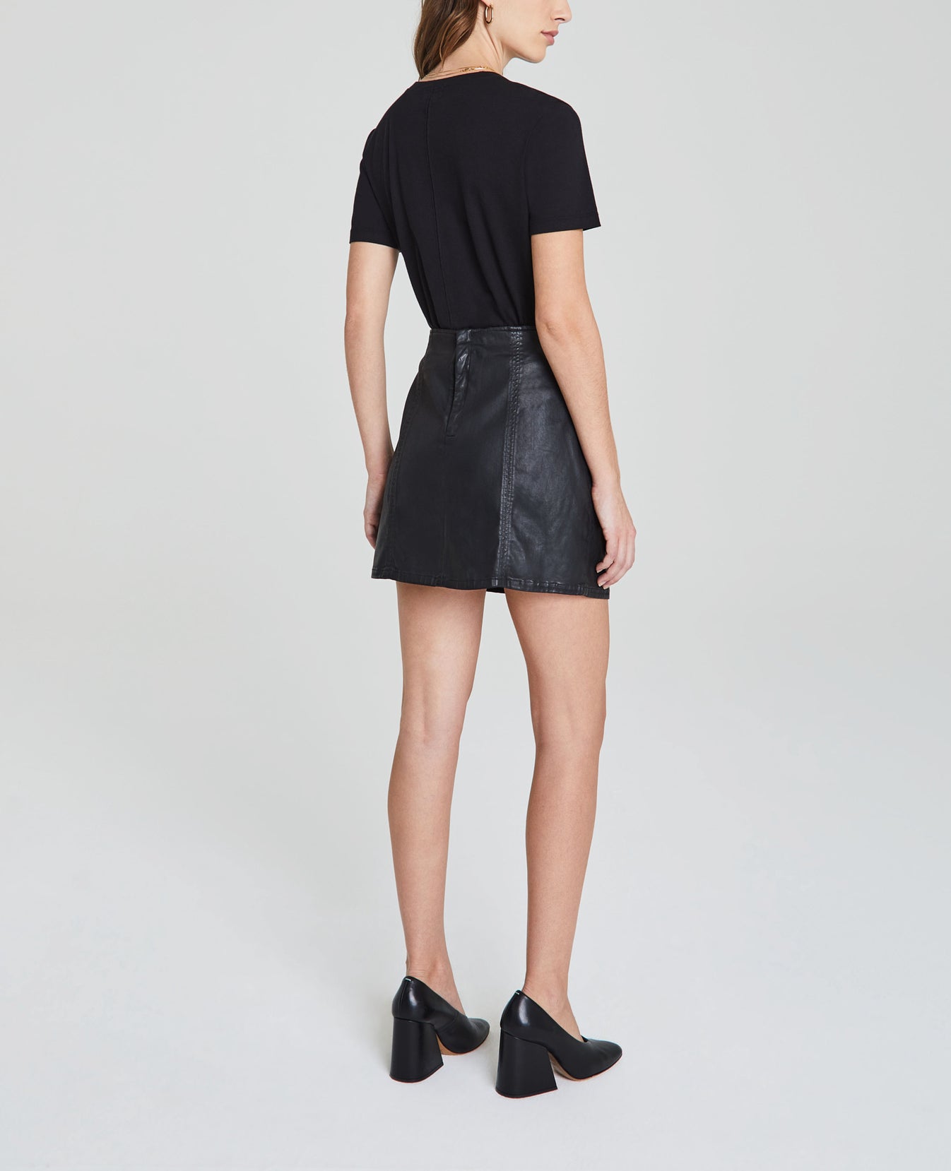 Adaline Paneled Skirt Leatherette Super Black Leatherette High-Rise Skirt Women Bottoms Photo 4