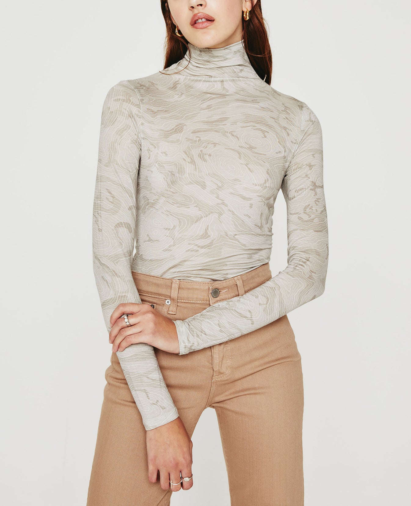 Chels Turtleneck Radio Map Netural Multi Womens Top Photo 1