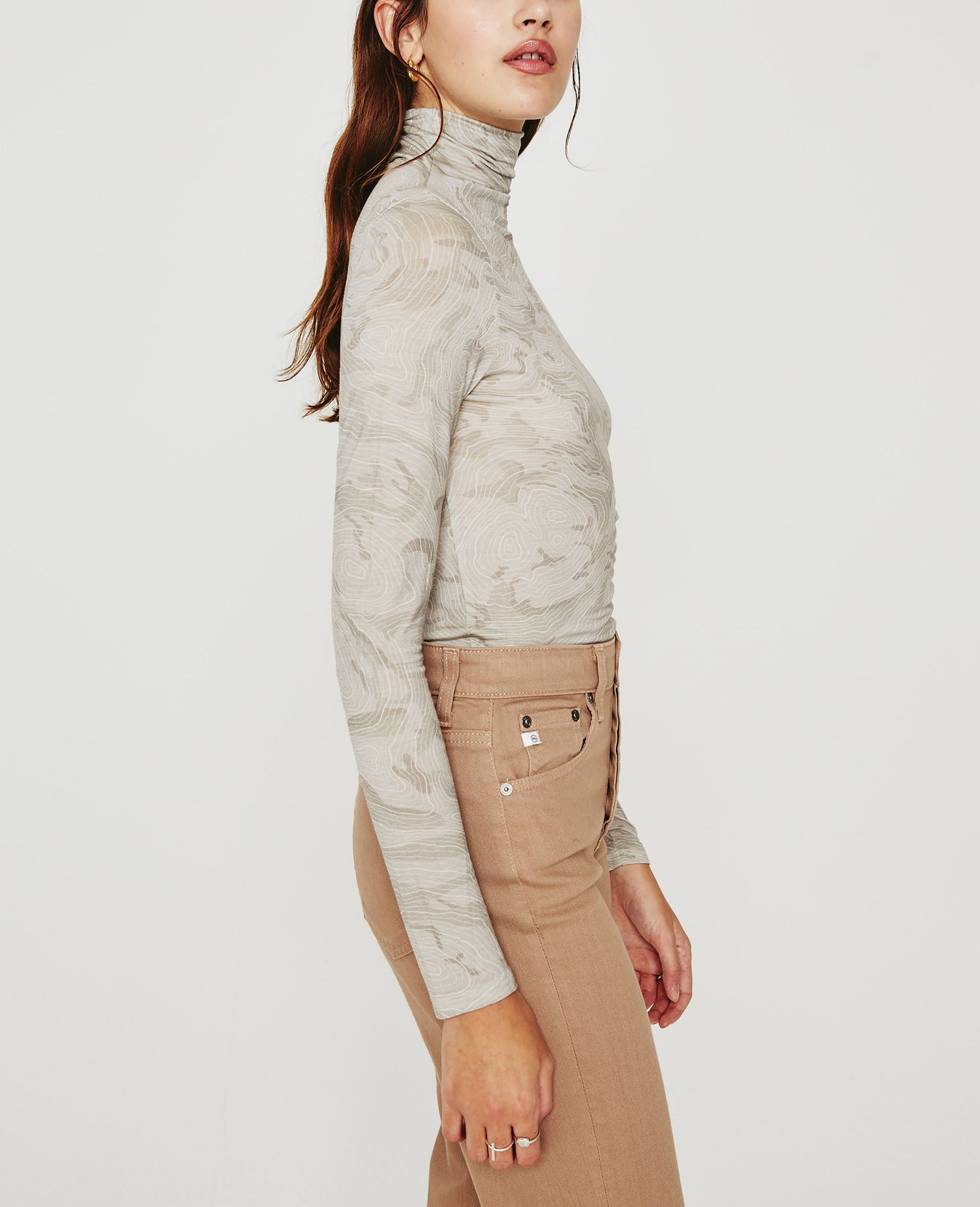 Chels Turtleneck Radio Map Netural Multi Womens Top Photo 4