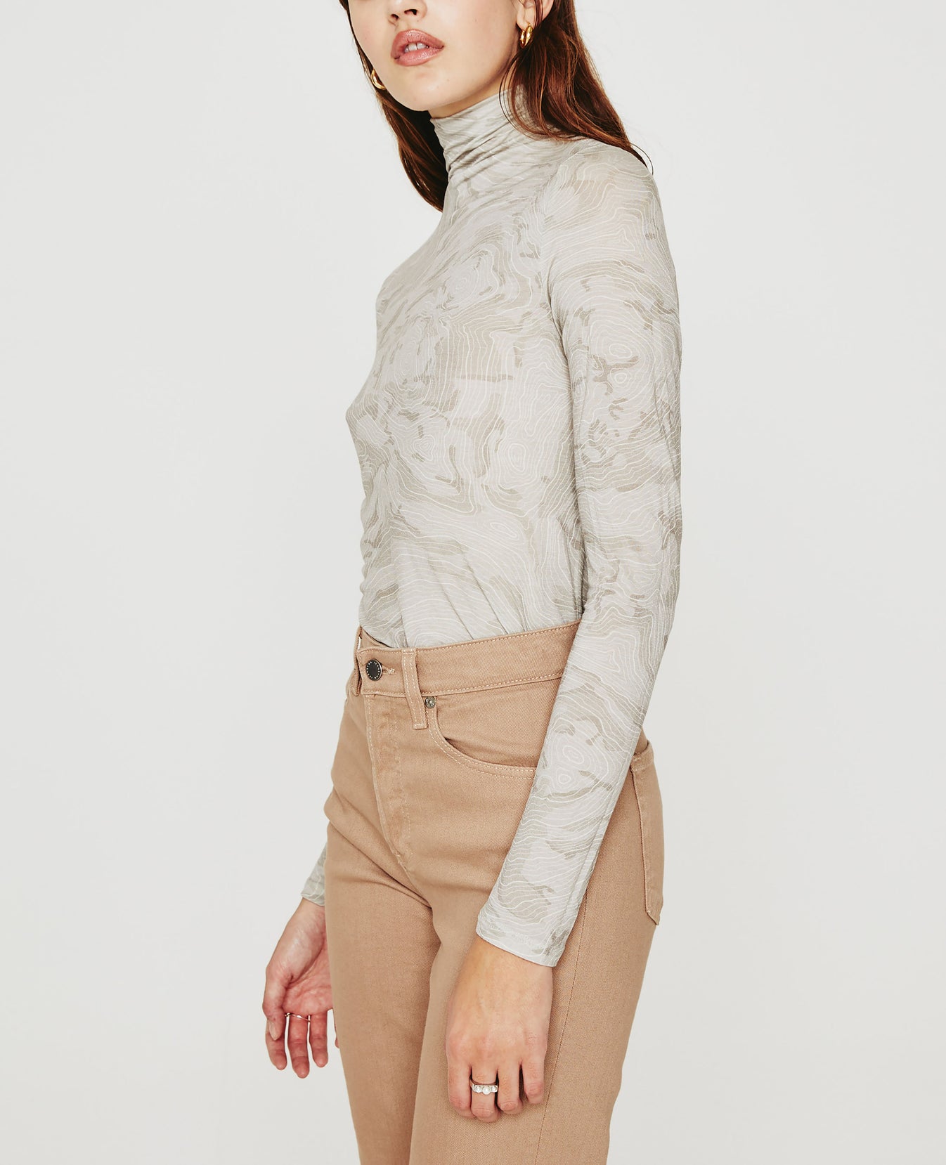 Chels Turtleneck Radio Map Netural Multi Womens Top Photo 5