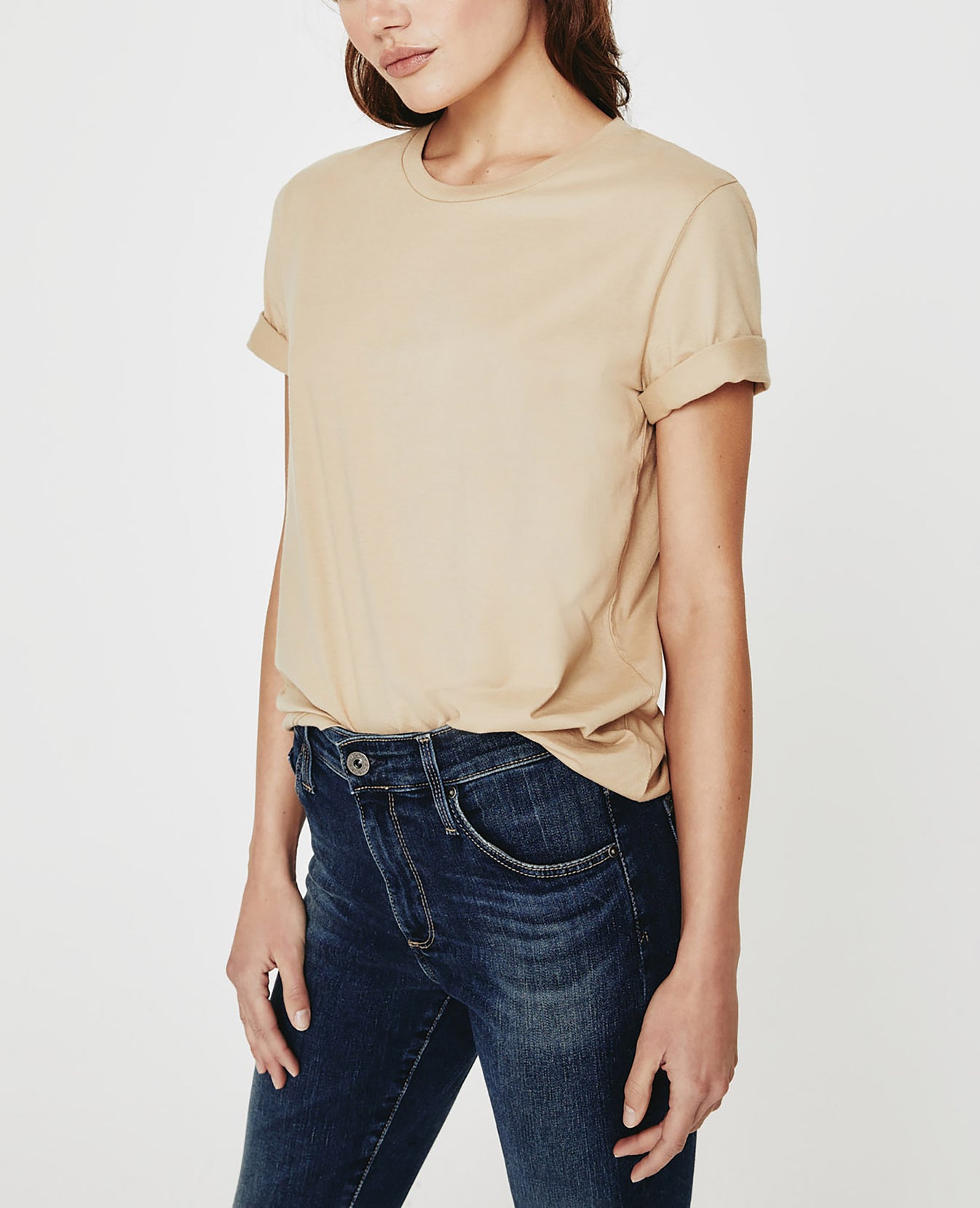 Gray Boy Tee Natural Beige Slim Crew Neck Women Tops Photo 1