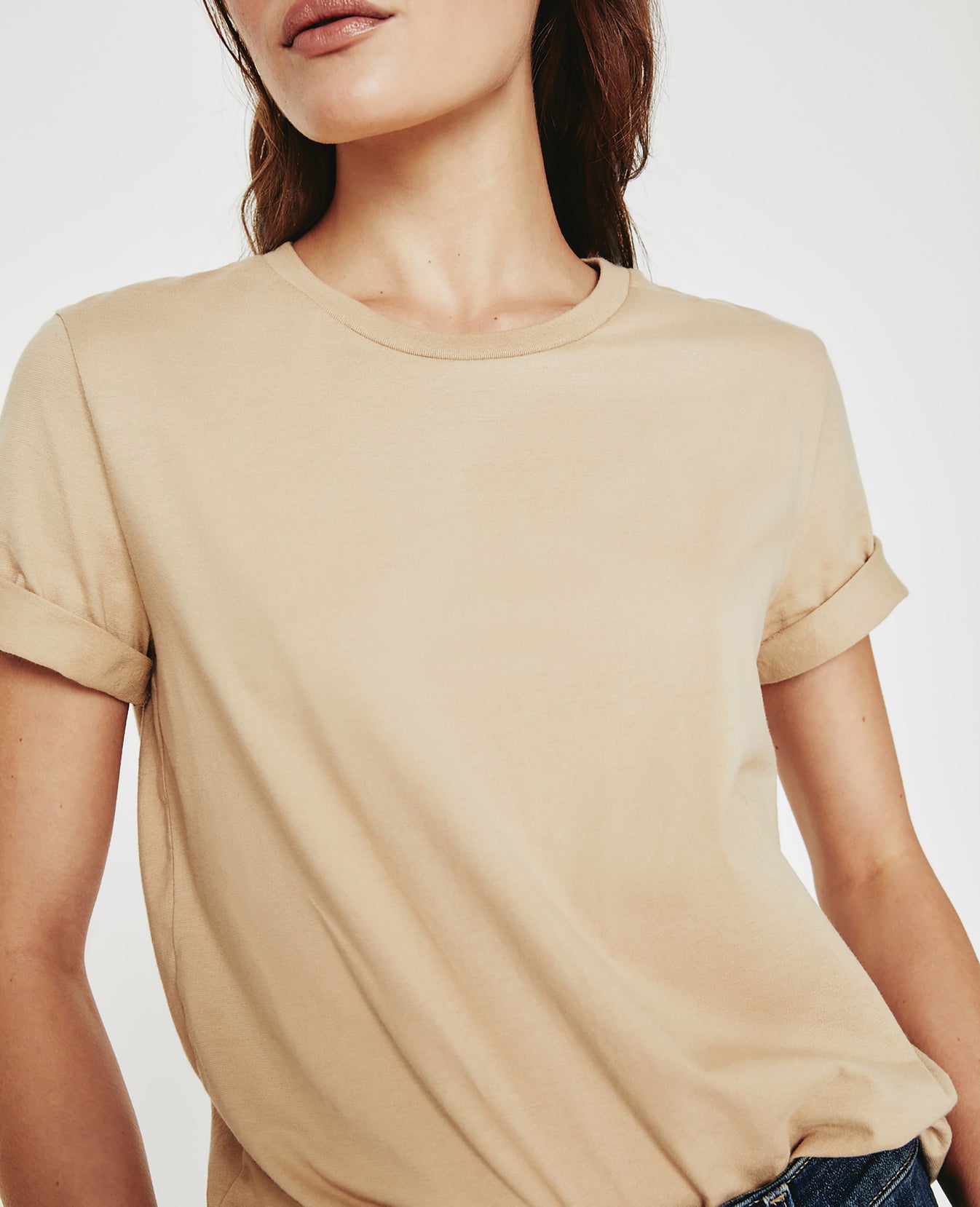 Gray Boy Tee Natural Beige Slim Crew Neck Women Tops Photo 2