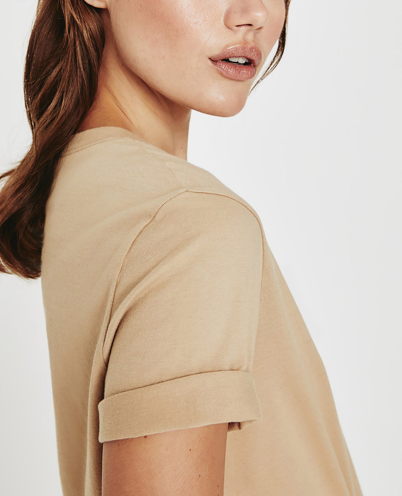 Gray Boy Tee Natural Beige Slim Crew Neck Women Tops Photo 4