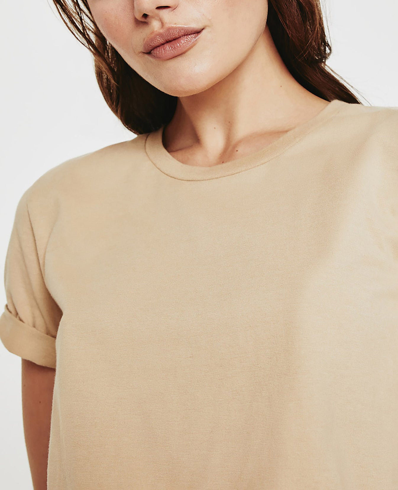 Gray Boy Tee Natural Beige Slim Crew Neck Women Tops Photo 5