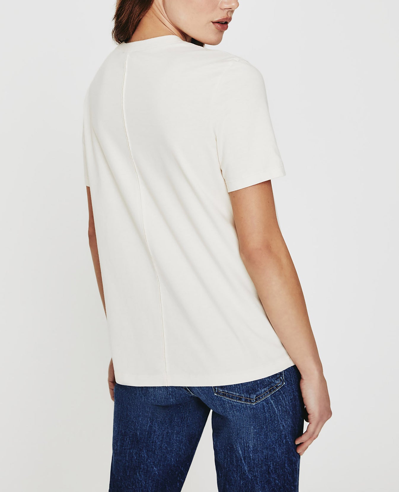 Gray Boy Tee White Cream Slim Crew Neck Women Tops Photo 2