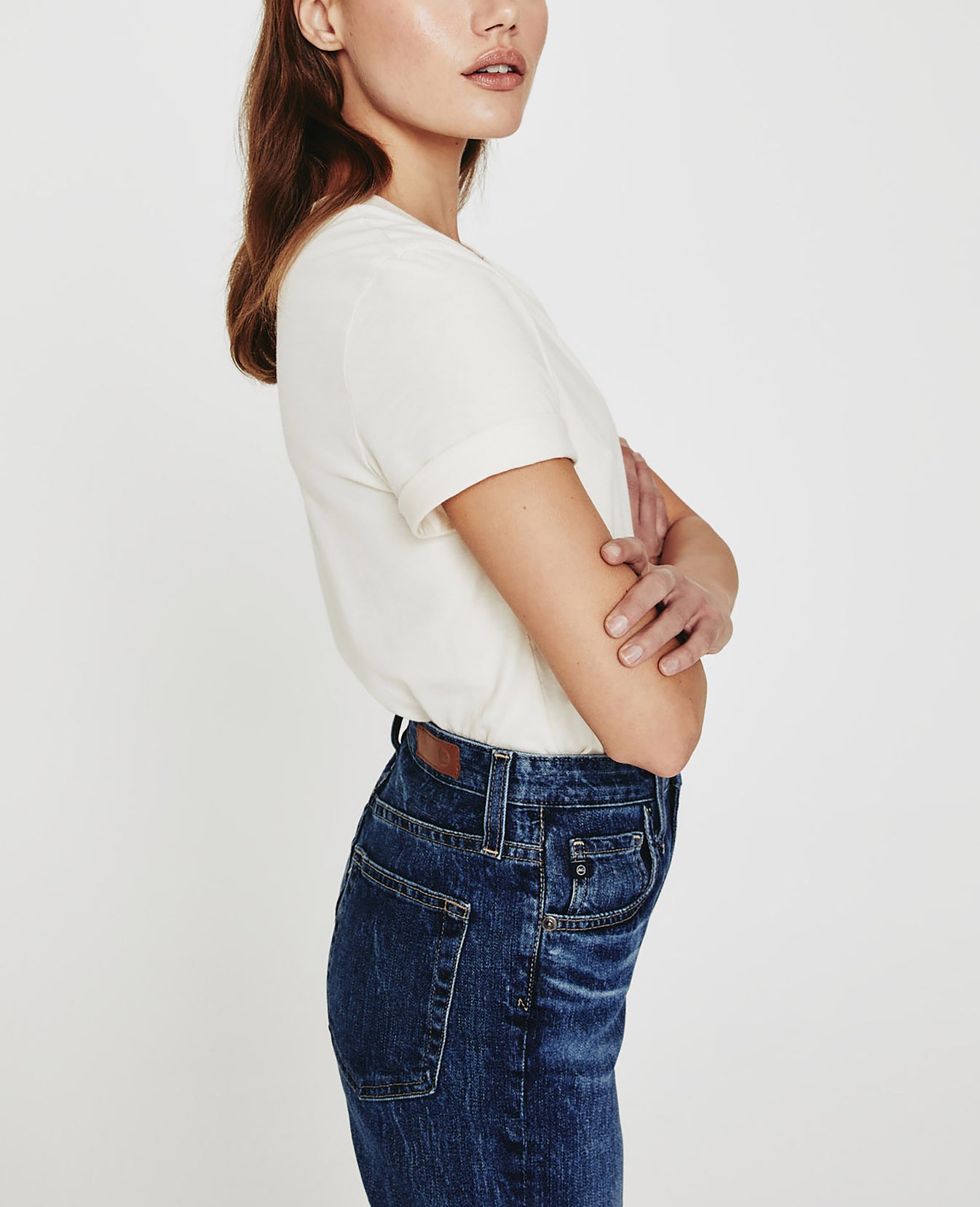 Gray Boy Tee White Cream Slim Crew Neck Women Tops Photo 4