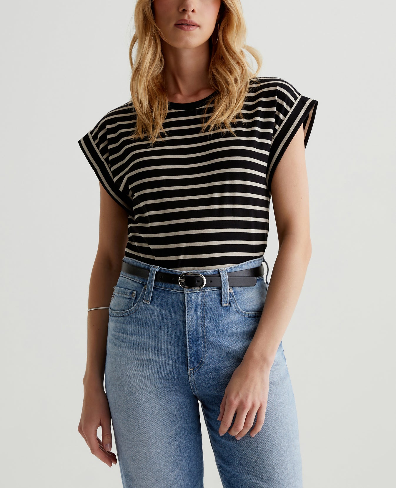 Rowan Coastal Stripe True Black/Flax Womens Top Photo 1