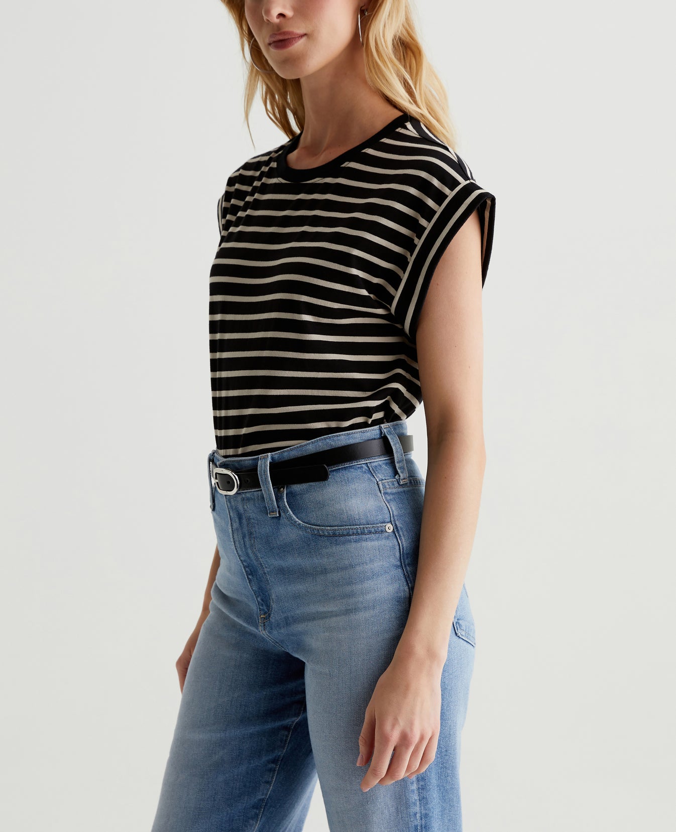 Rowan Coastal Stripe True Black/Flax Womens Top Photo 2