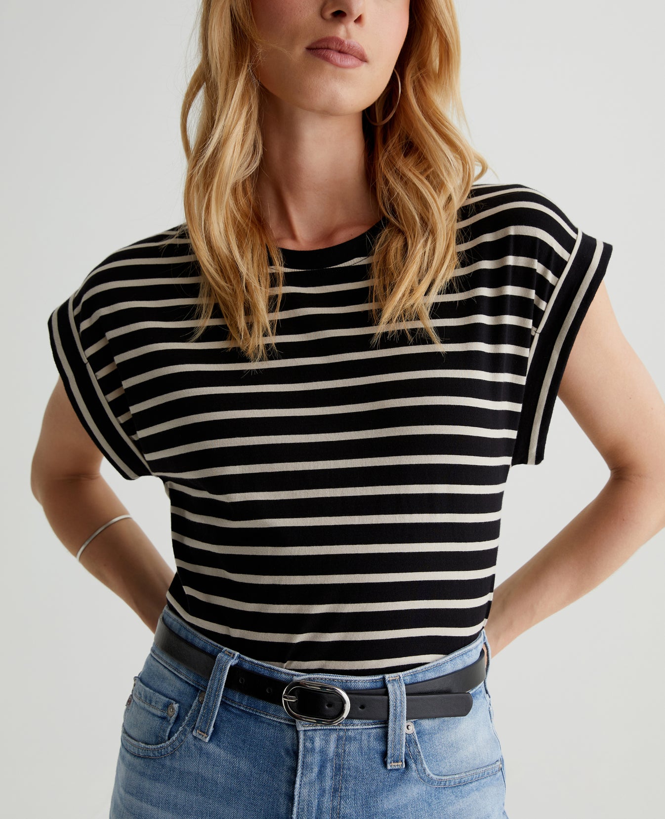 Rowan Coastal Stripe True Black/Flax Womens Top Photo 3