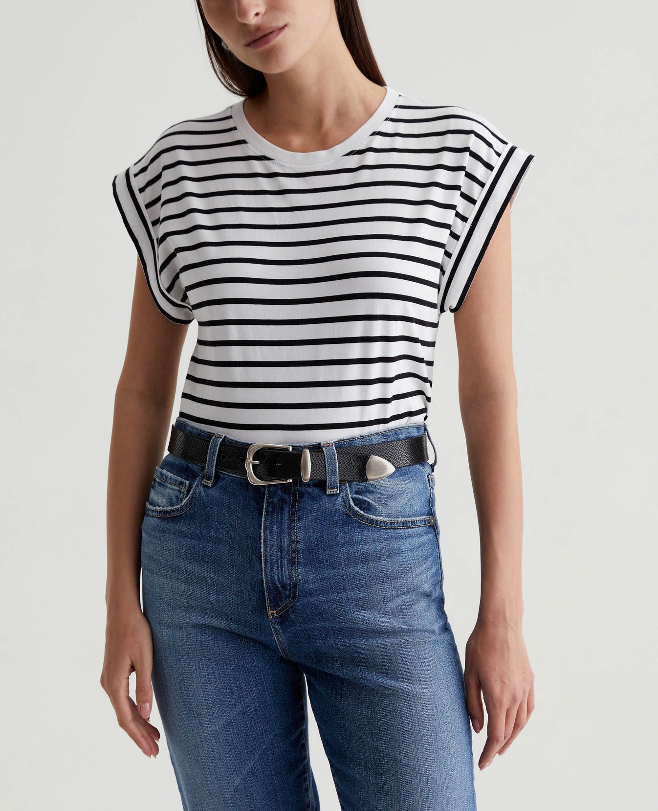 Rowan Coastal Stripe Ex-White/True Black Womens Top Photo 1