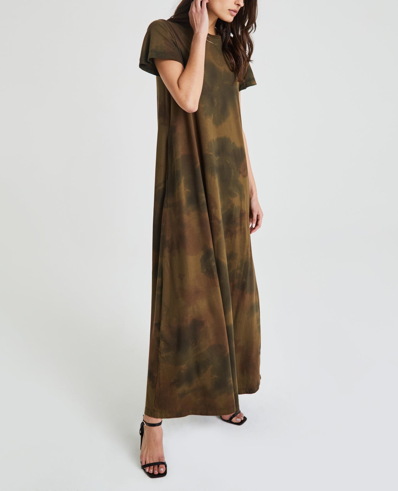 Micah Watercolor Camo Dried Grass Maxi Dress Women Onepiece Photo 1