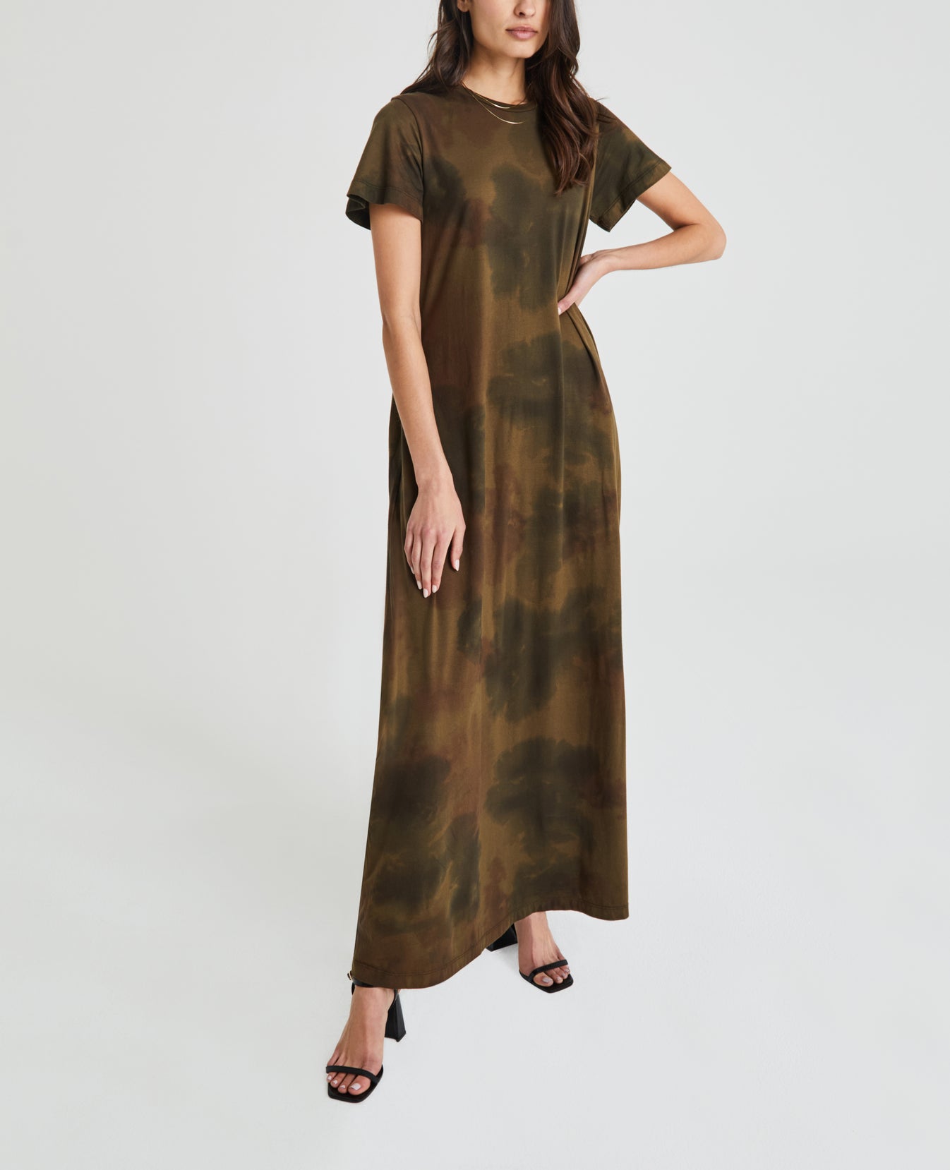 Micah Watercolor Camo Dried Grass Maxi Dress Women Onepiece Photo 5