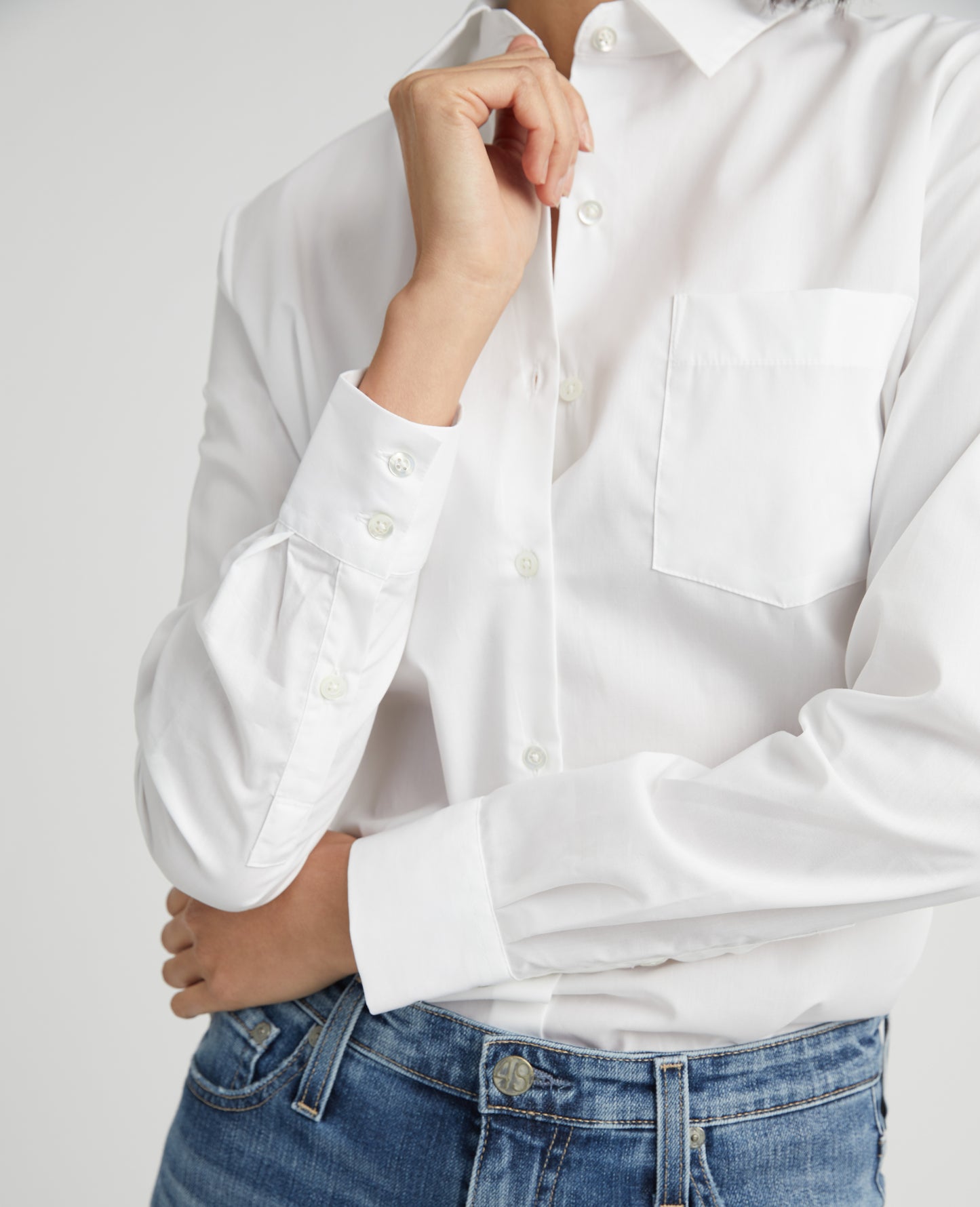 Cade Shirt True White Classic Button Up Shirt Women Tops Photo 2