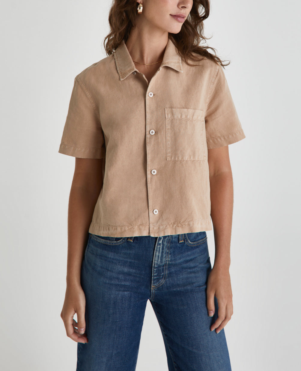 Brooklyn Cropped Shirt Sulfur X Mongoose Cropped Button Up Shirt Women Tops Photo 1