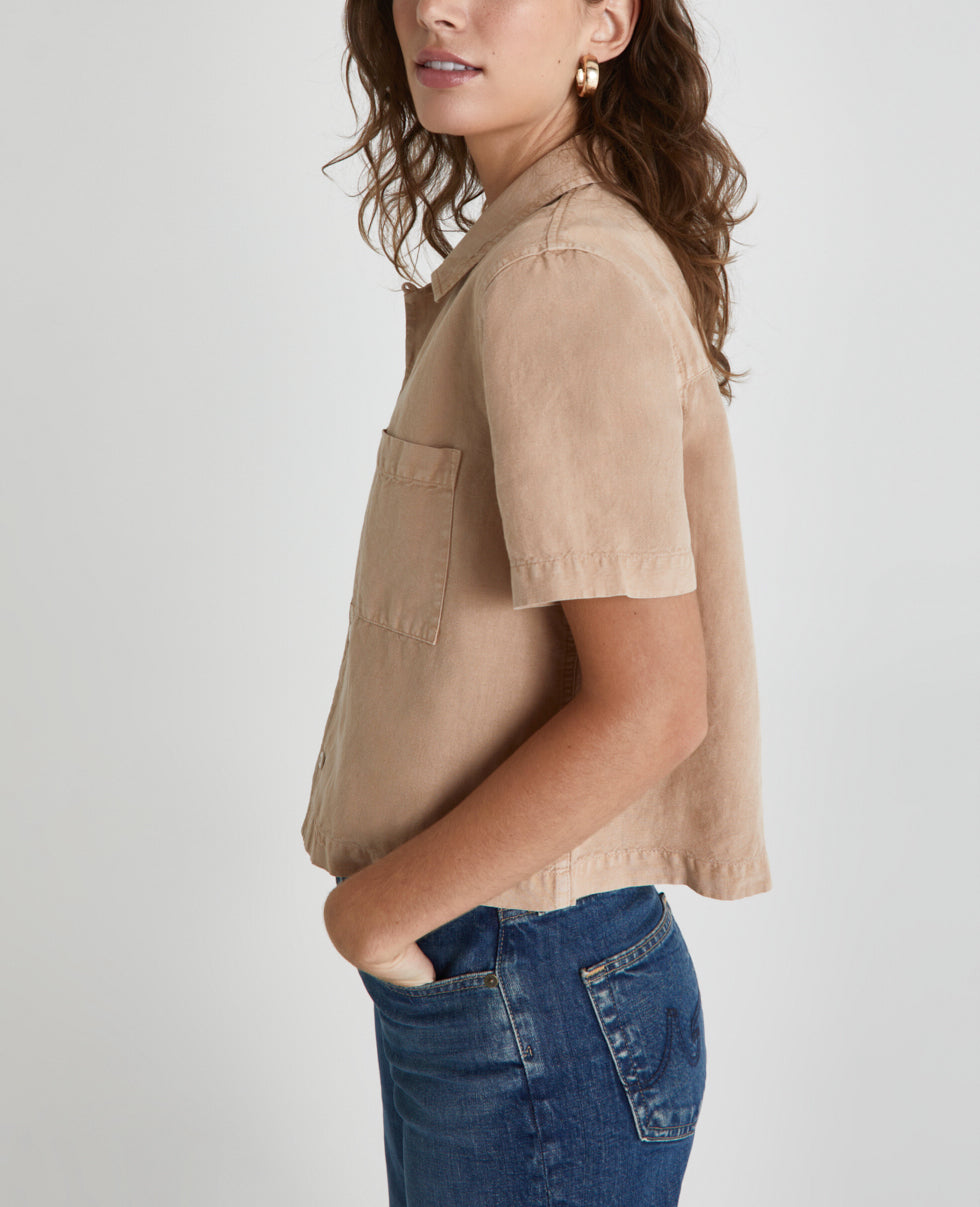 Brooklyn Cropped Shirt Sulfur X Mongoose Cropped Button Up Shirt Women Tops Photo 3