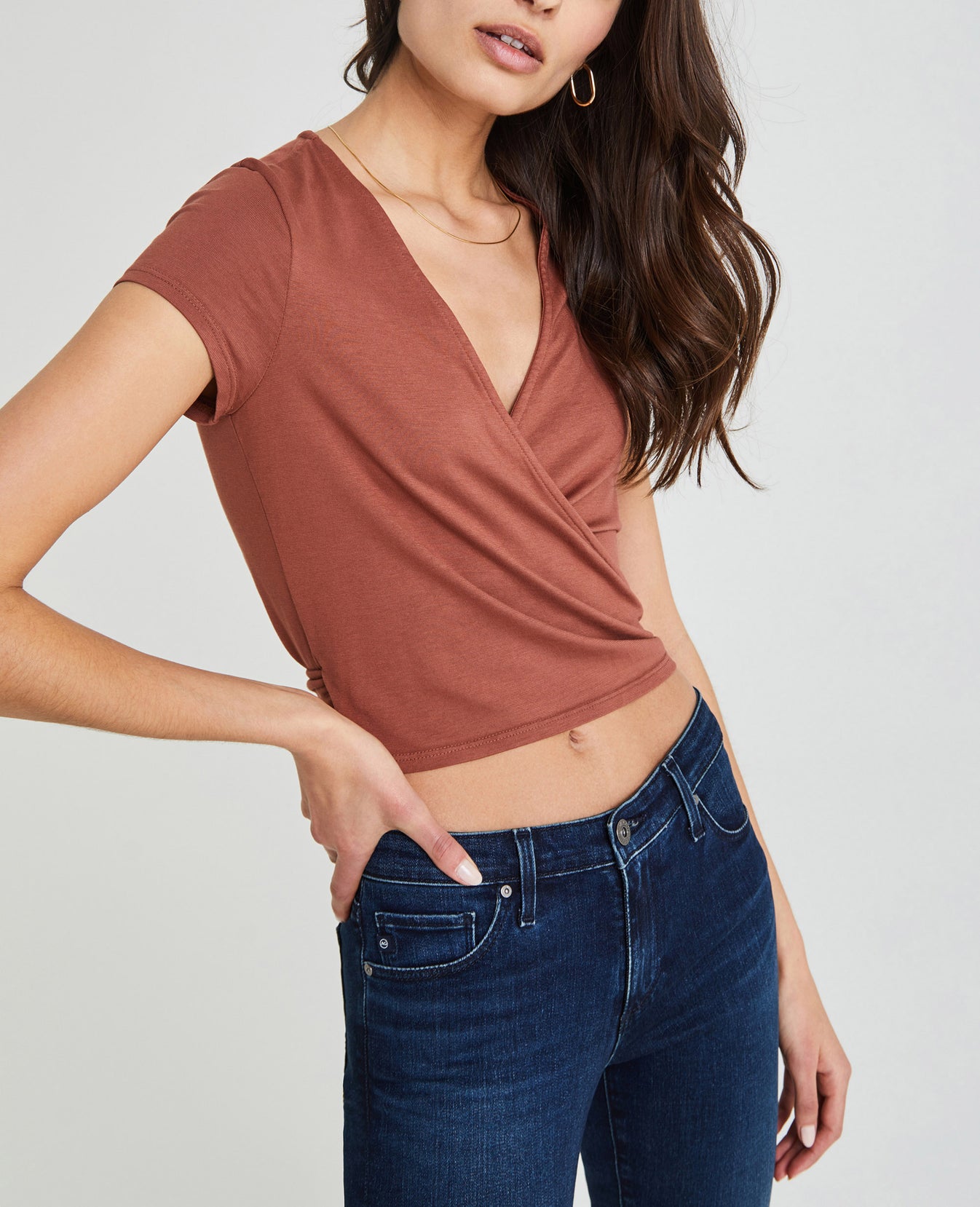 Kyaryo Top Worn Copper Wrap Top Women Tops Photo 1